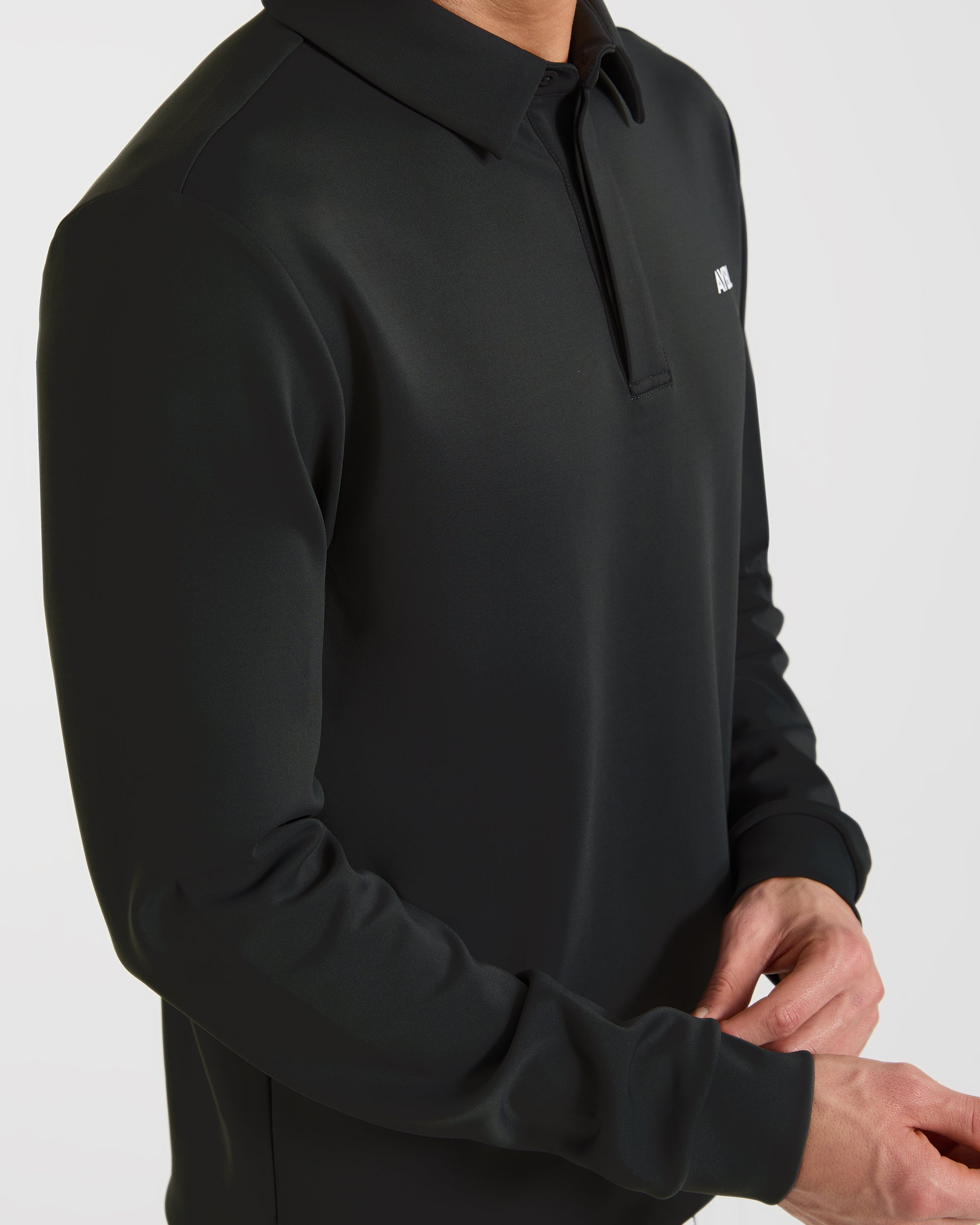 Precision Longsleeve Collared Pullover - Black