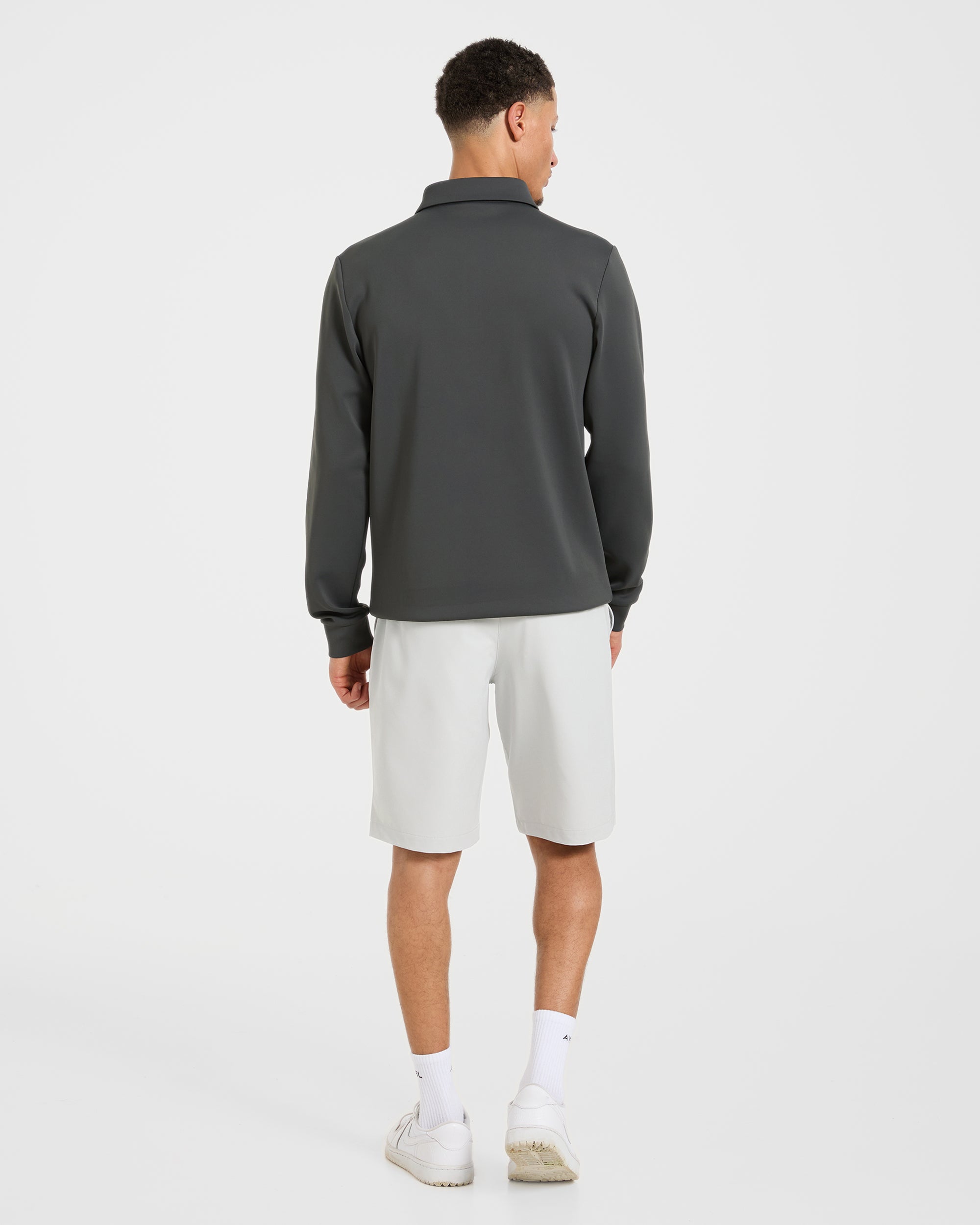 Precision Longsleeve Collared Pullover - Charcoal