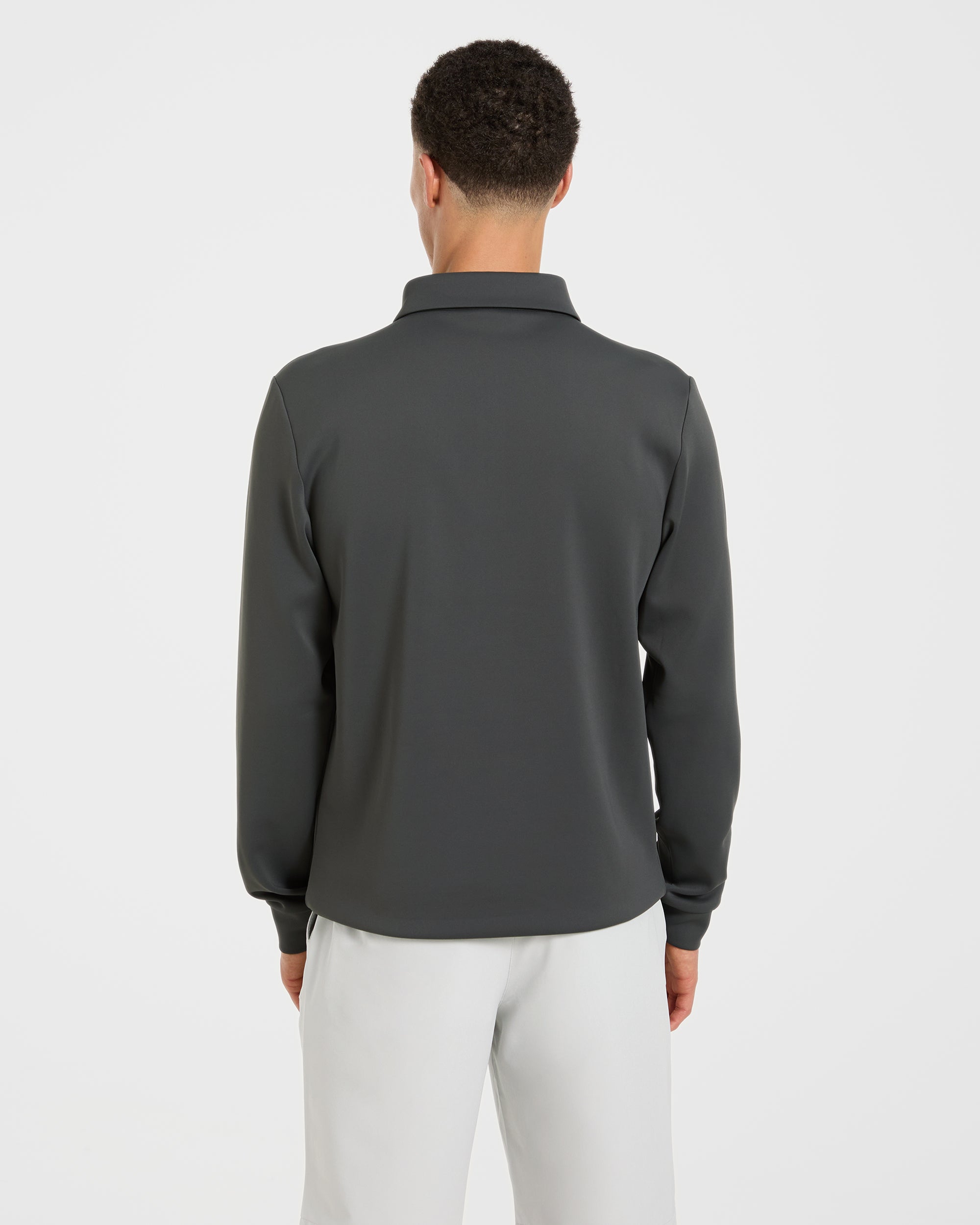 Precision Longsleeve Collared Pullover - Charcoal