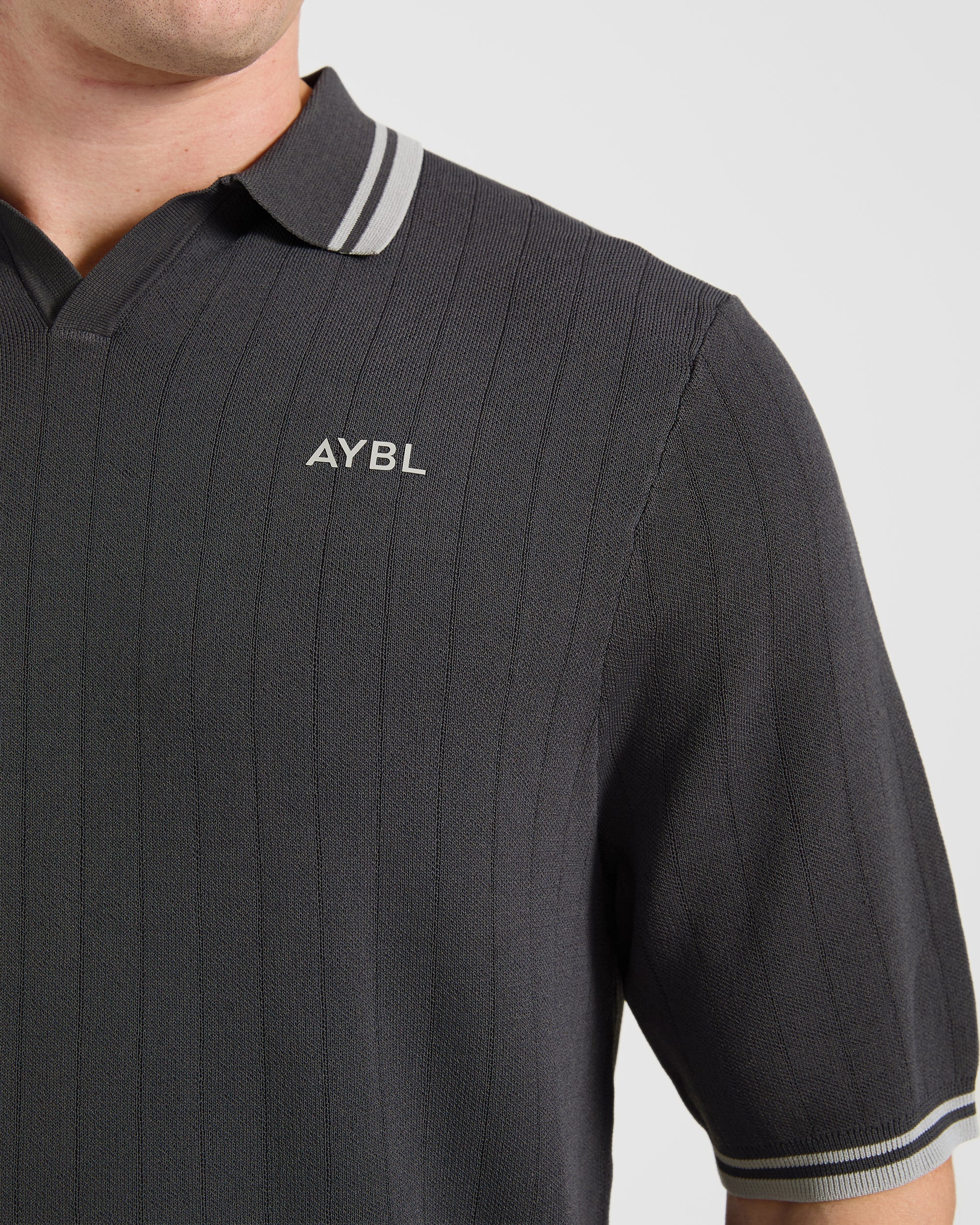 Classic Knitted Polo - Charcoal