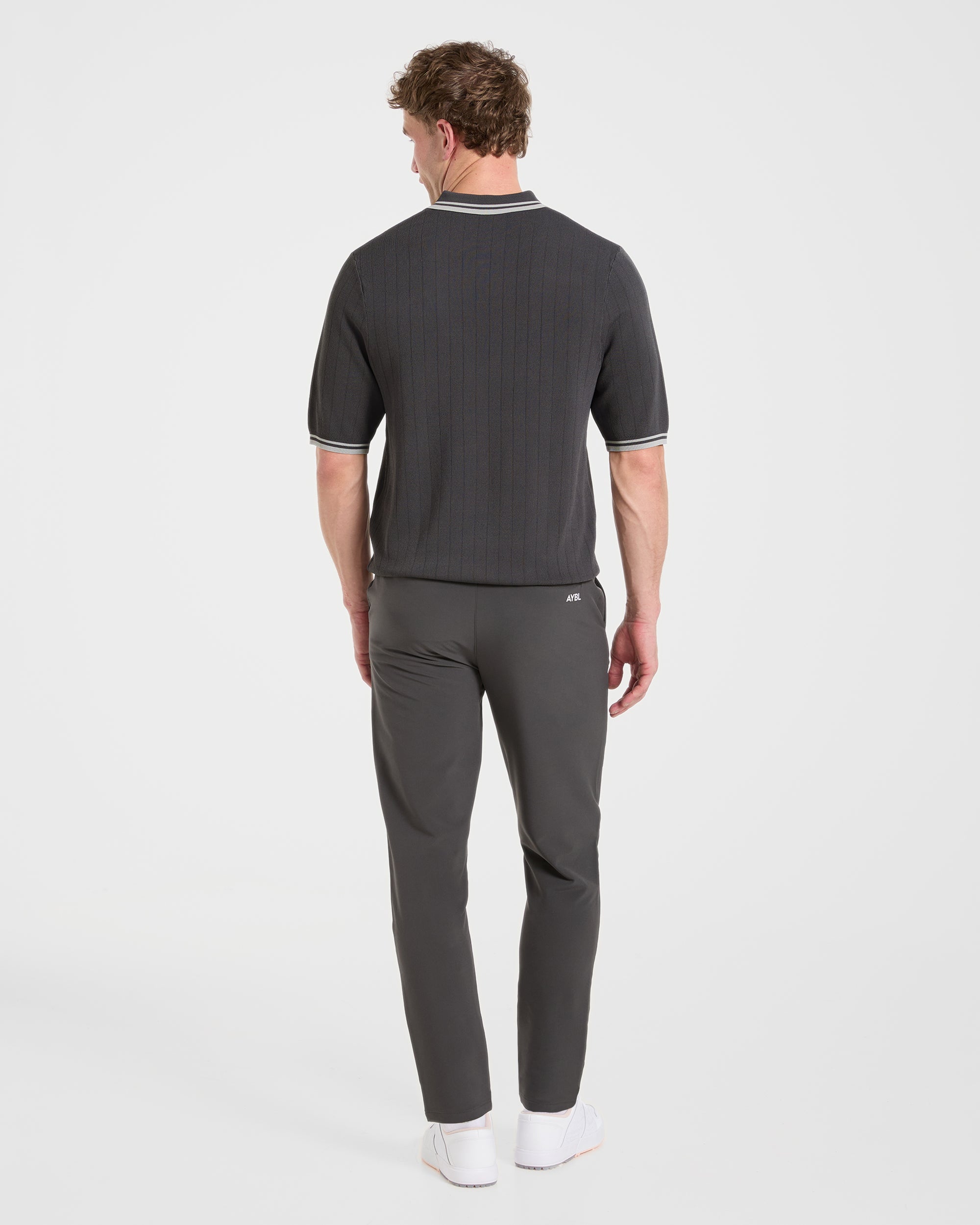 Classic Knitted Polo - Charcoal