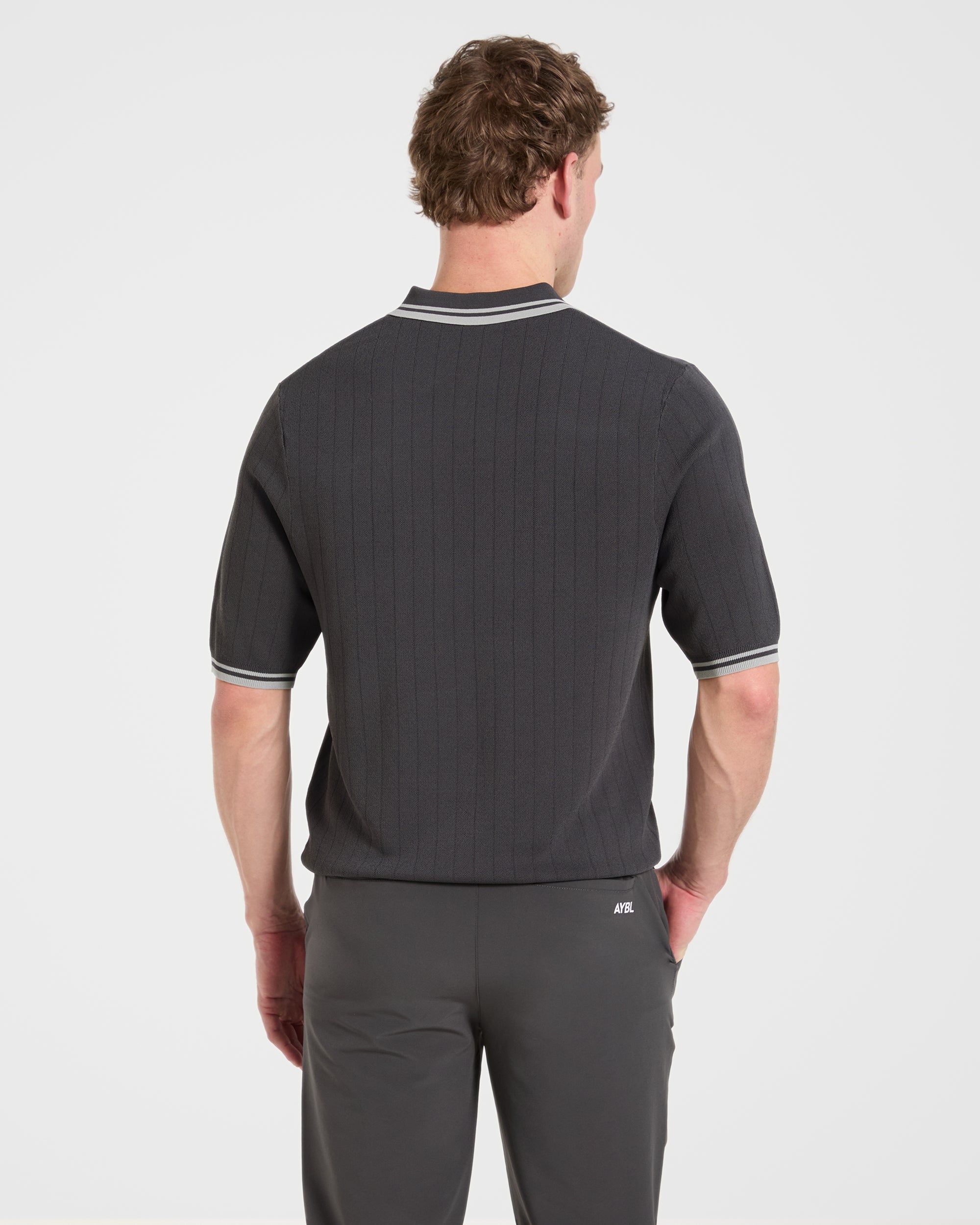 Classic Knitted Polo - Charcoal