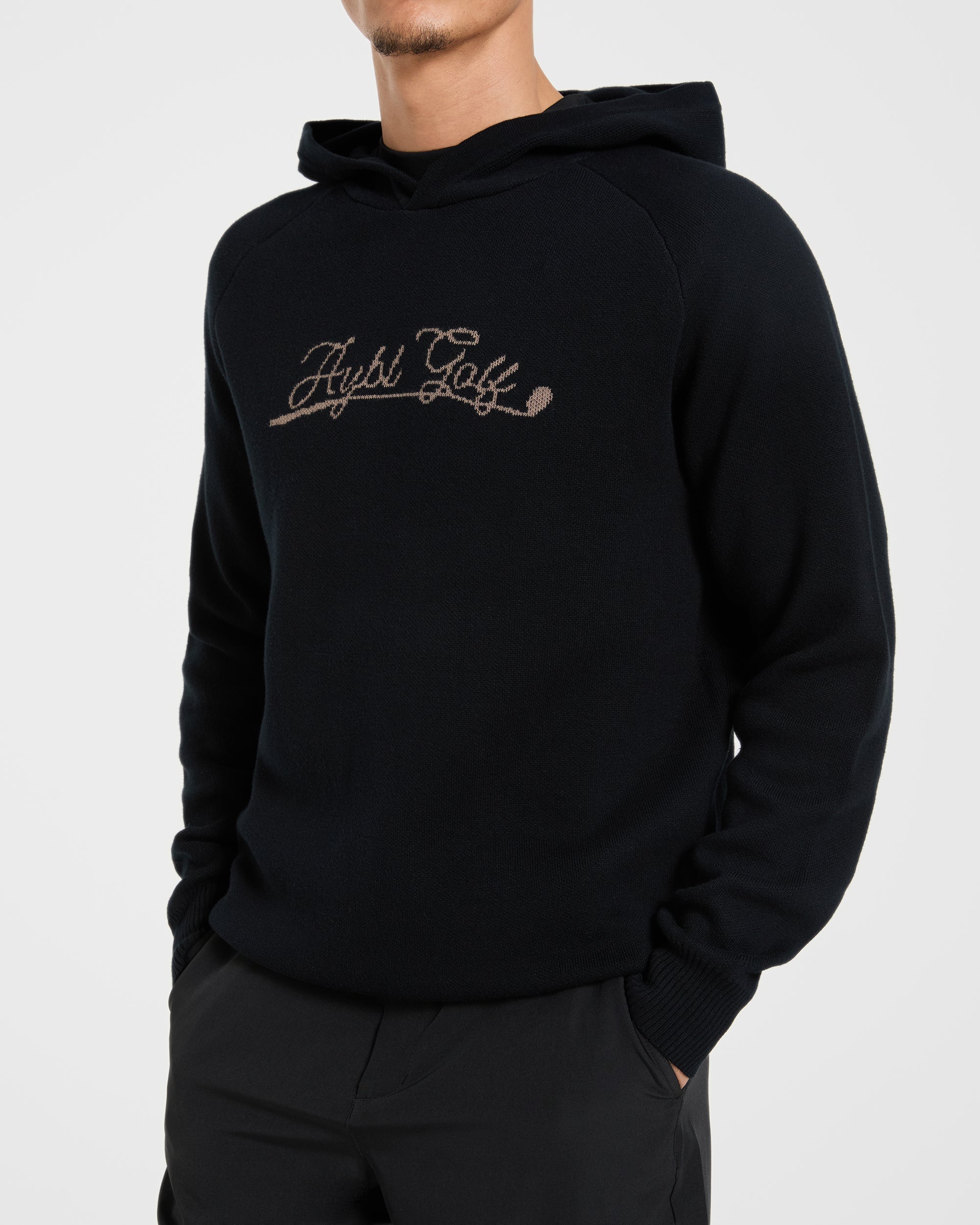 Golf Club Knitted Hoodie - Black