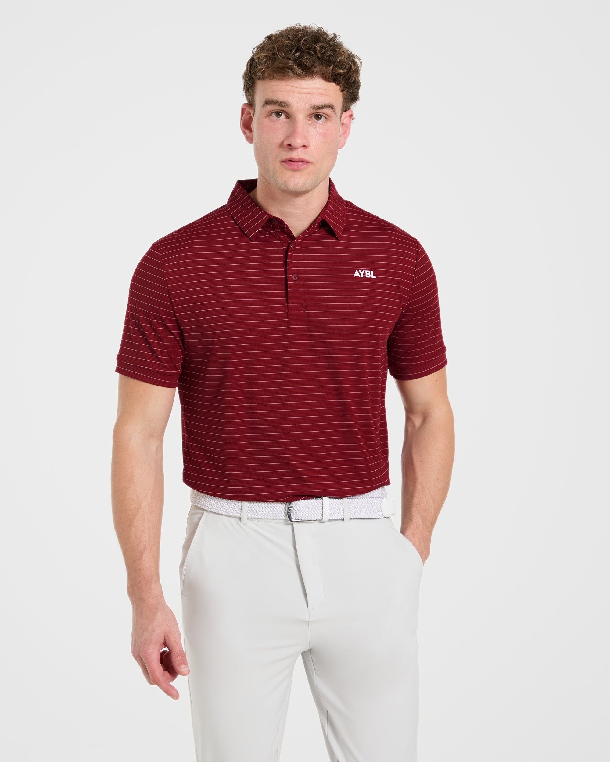 Classic Stripe Polo - Burgundy Red