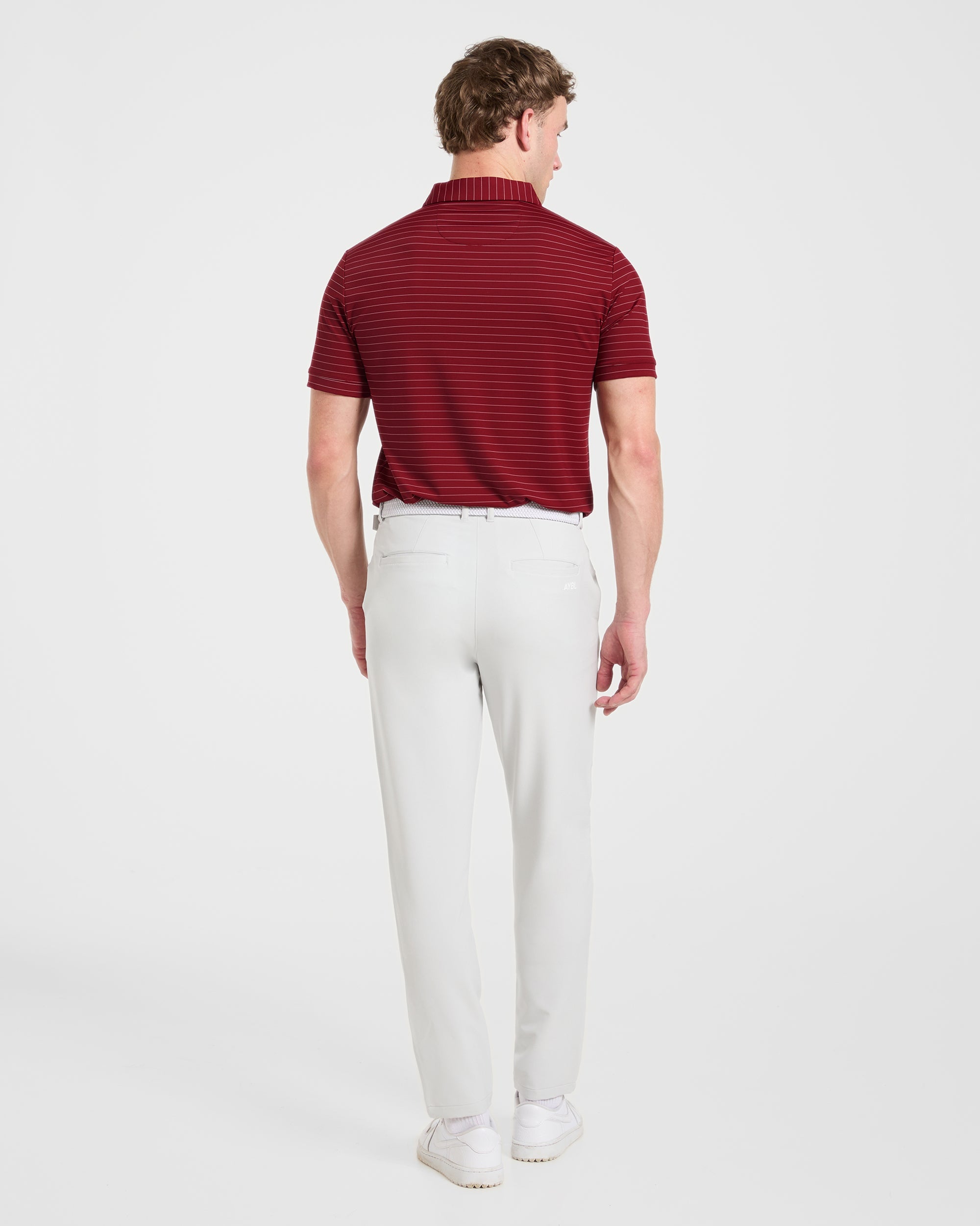 Classic Stripe Polo - Burgundy Red