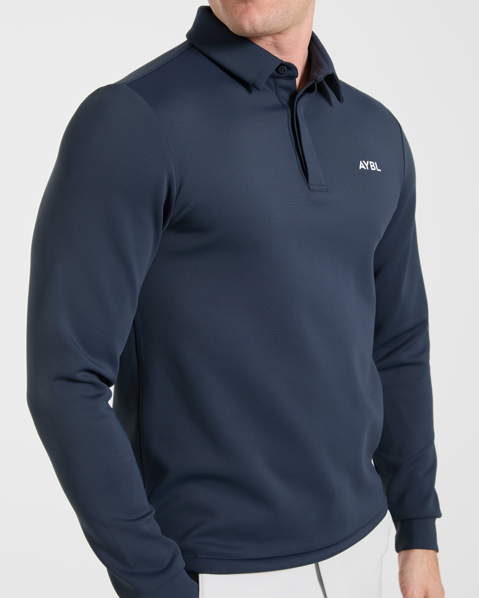 Precision Longsleeve Collared Pullover - Navy Blue