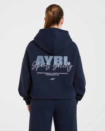 Sports Society Oversized Hoodie - Navy