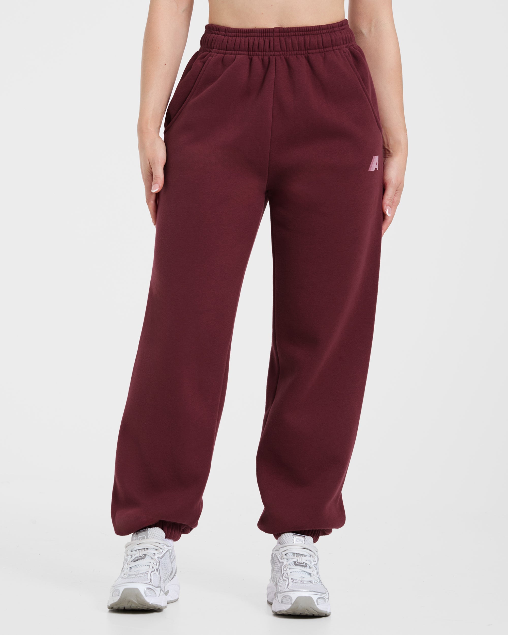 Retro Athletics Oversized Joggers - Deep Raspberry/Pink