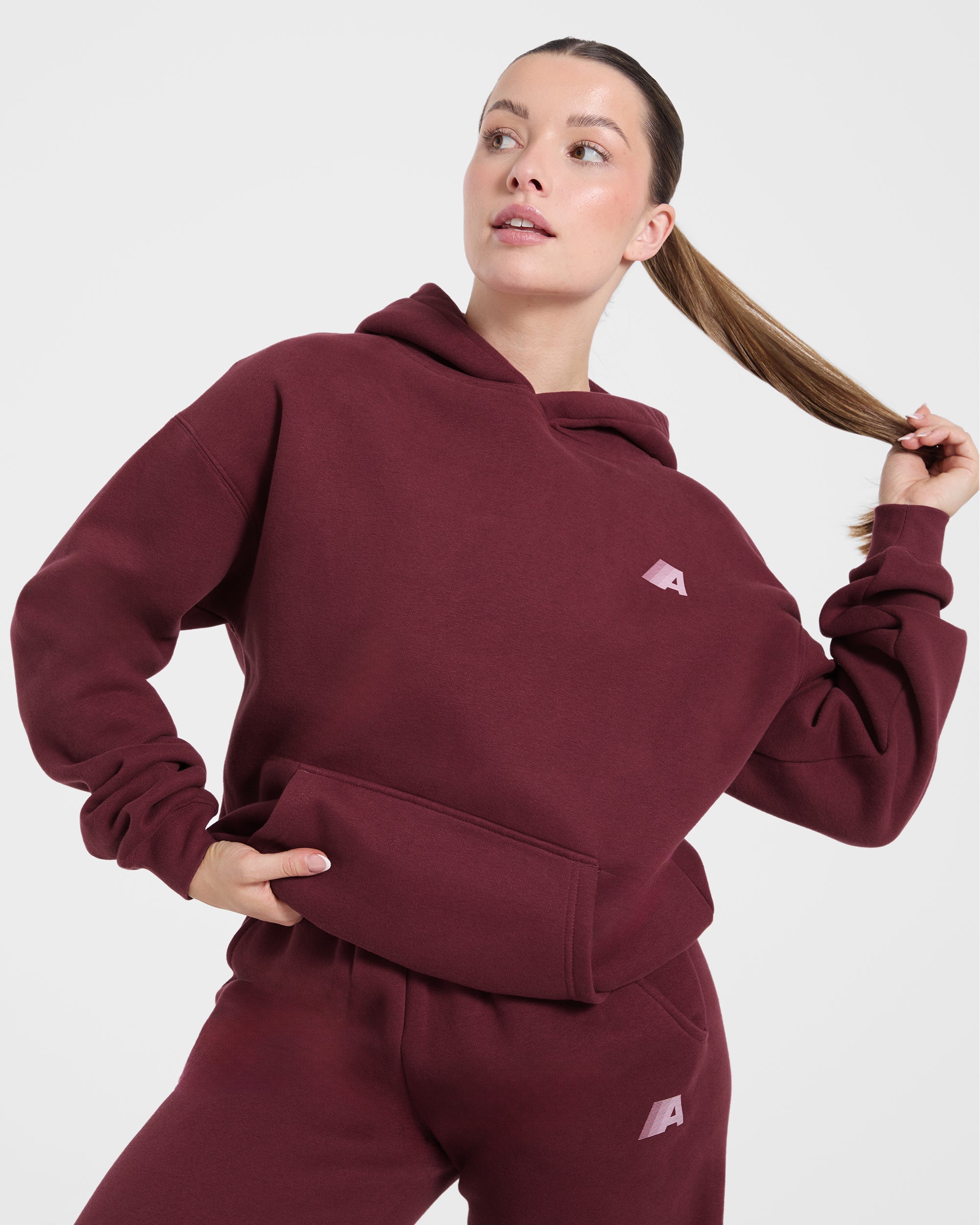 Retro Athletics Oversized Hoodie - Deep Raspberry/Pink