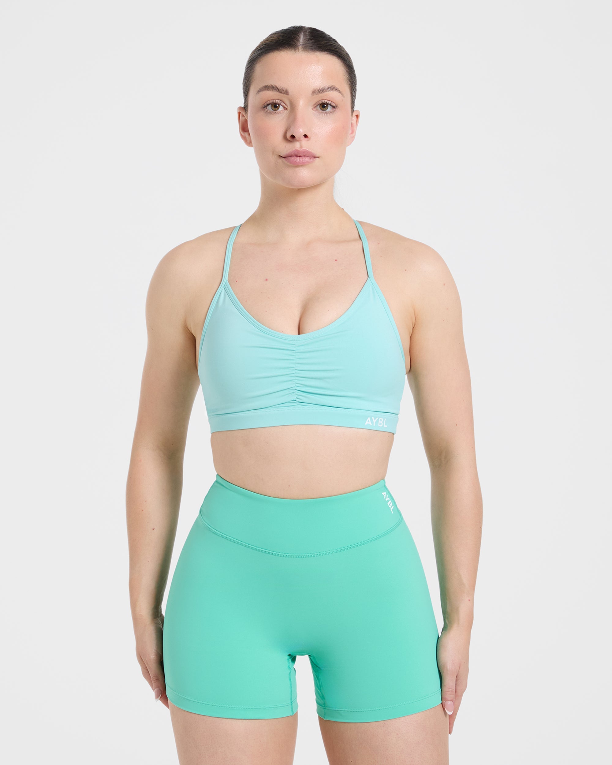Essential Ruched Sports Bra - Soft Aqua