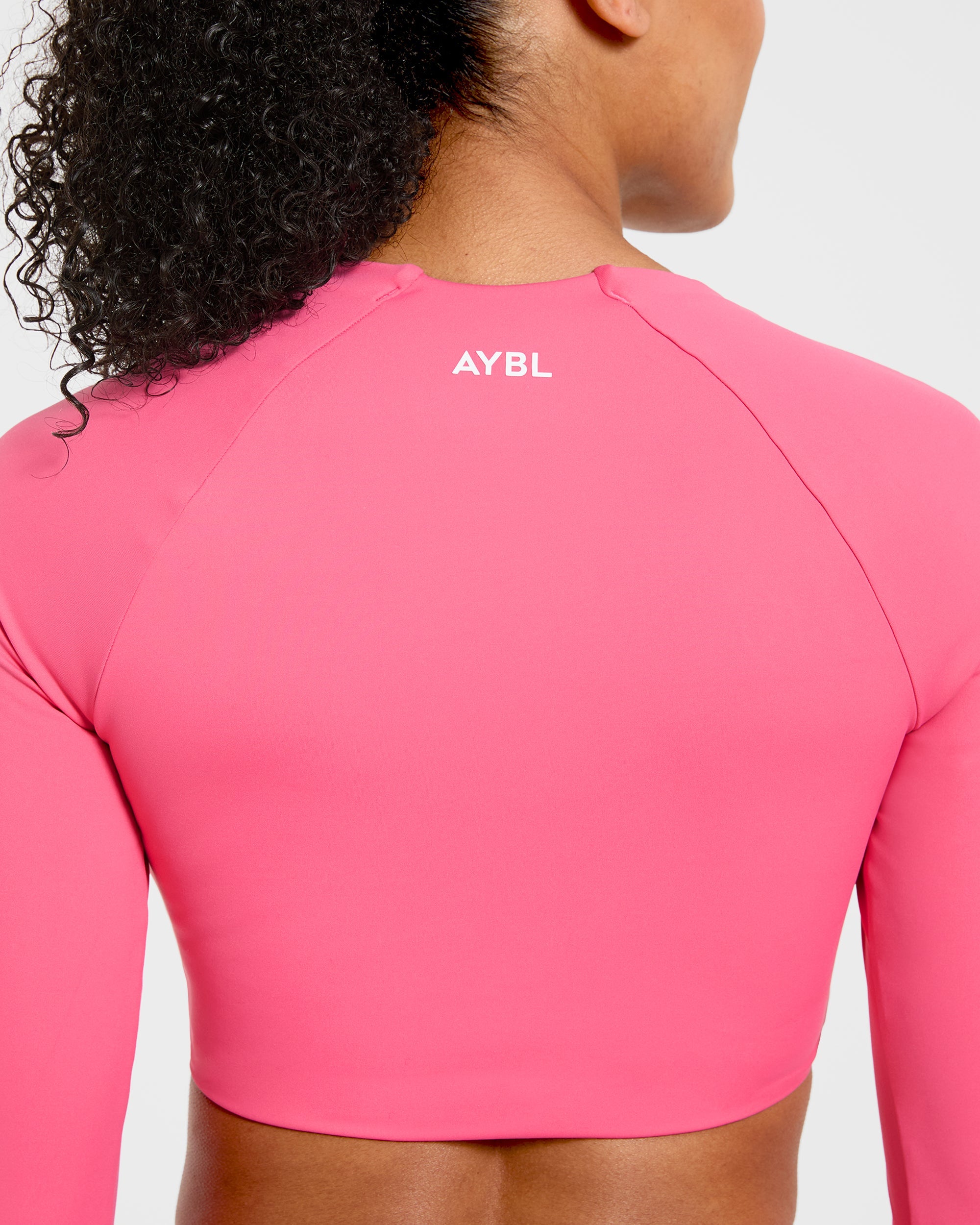 Physique Long Sleeve Crop Top - Roseberry Pink