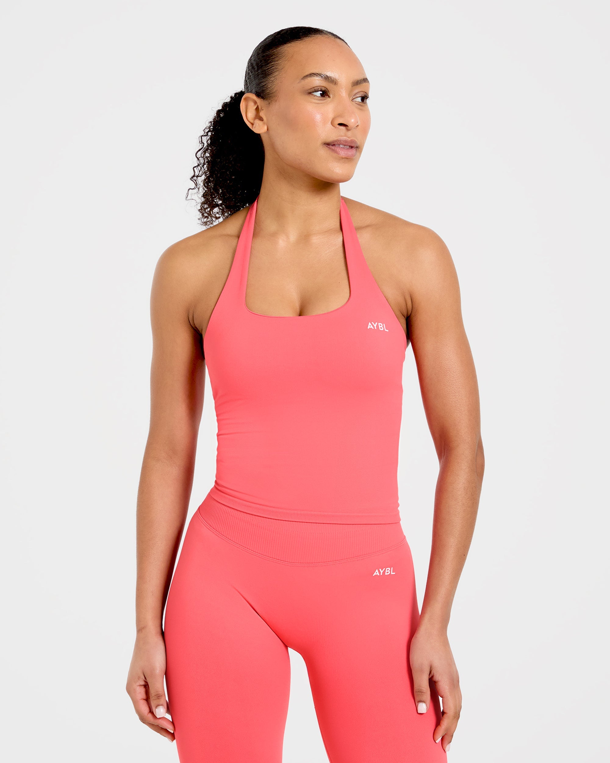 Enhance Seamless Halterneck Top - Summer Coral