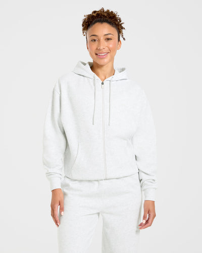Lifestyle Oversized Zip Up Hoodie - Heather Grey