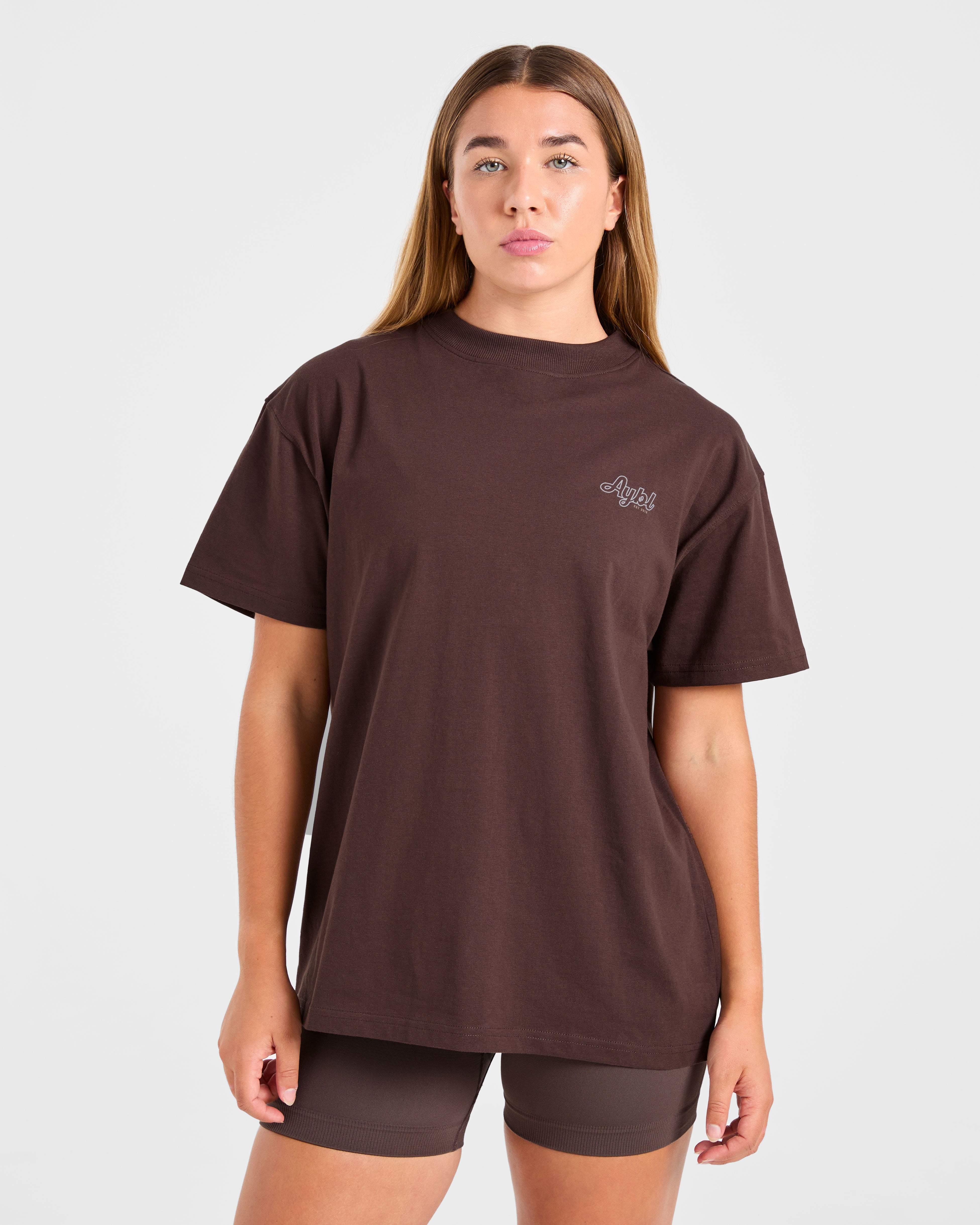 Sports Wellness Oversized T Shirt - Brown
