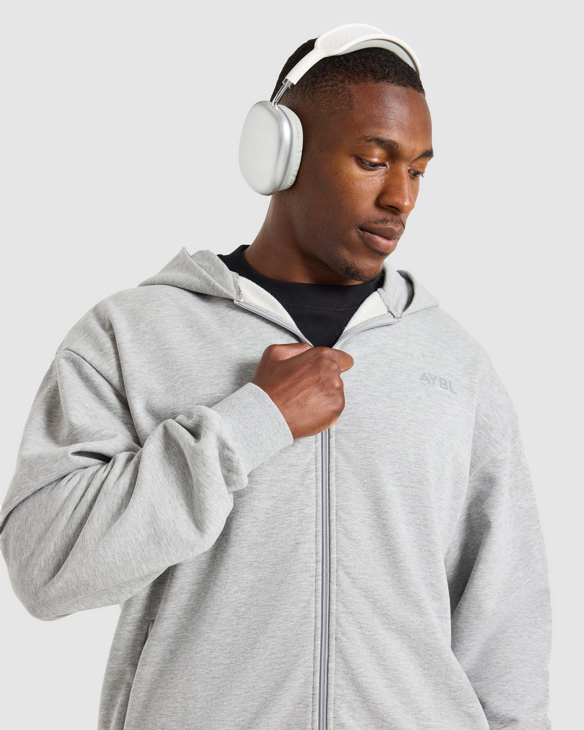 Craft Oversized Zip Up Hoodie - Mid Marl Grey