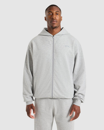 Craft Oversized Zip Up Hoodie - Mid Marl Grey