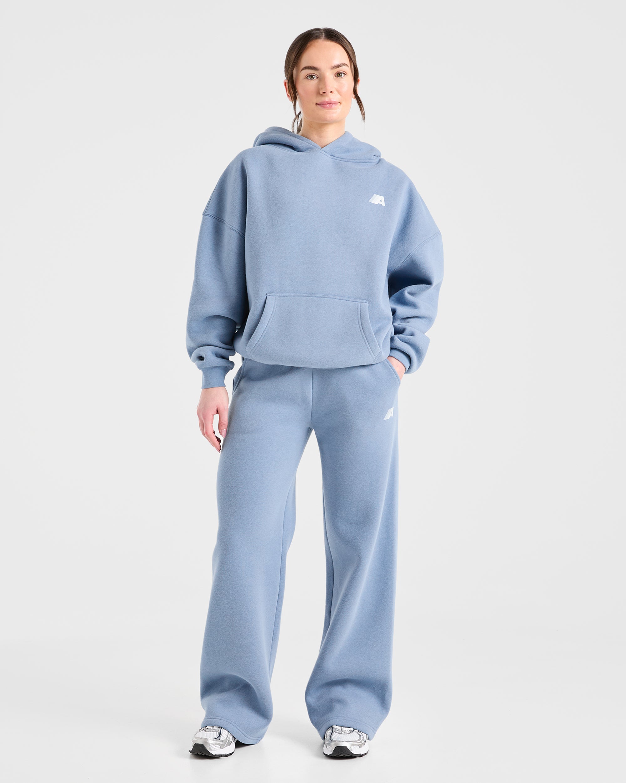 Retro Athletics Oversized Straight Leg Joggers - Vintage Blue