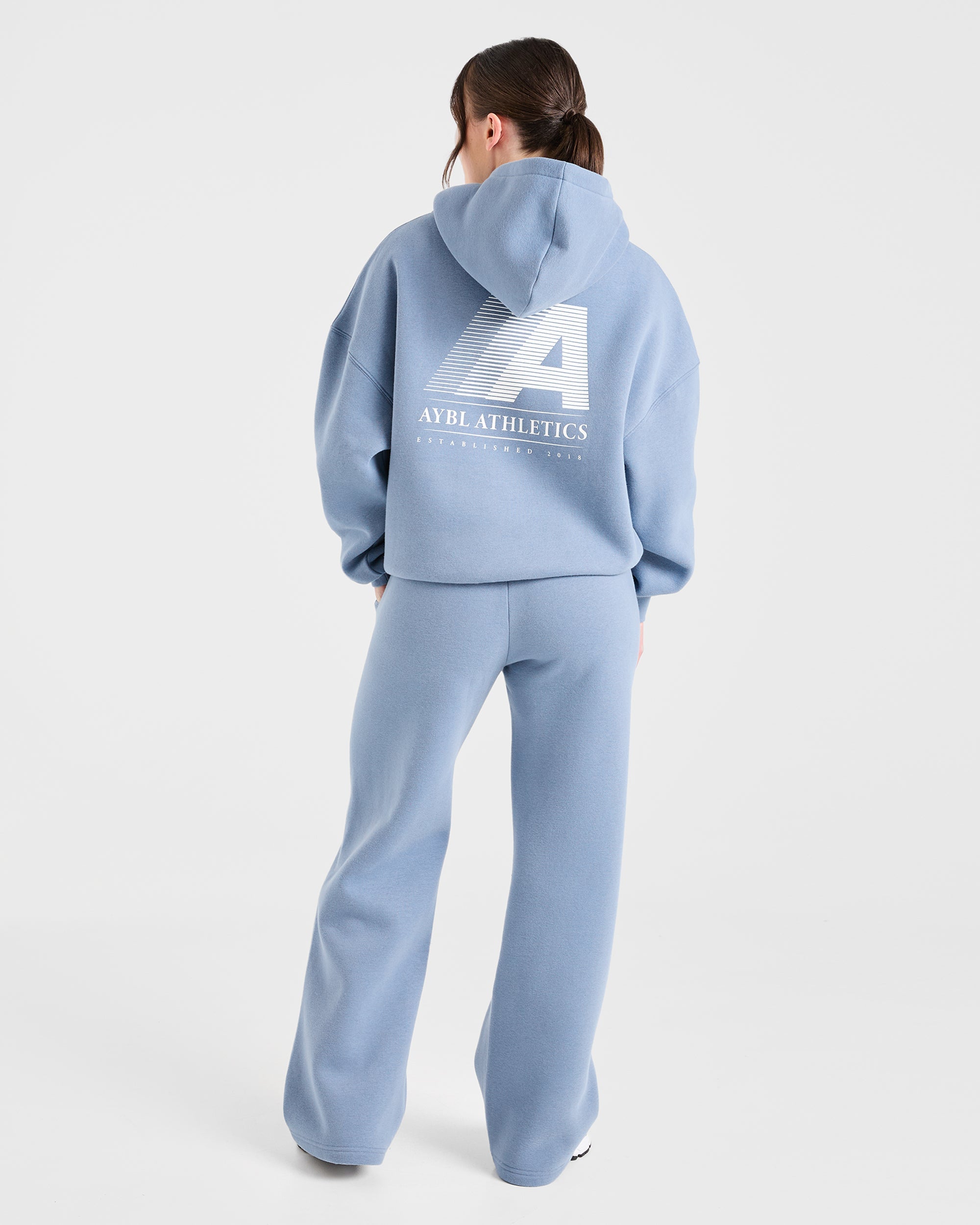 Retro Athletics Oversized Straight Leg Joggers - Vintage Blue