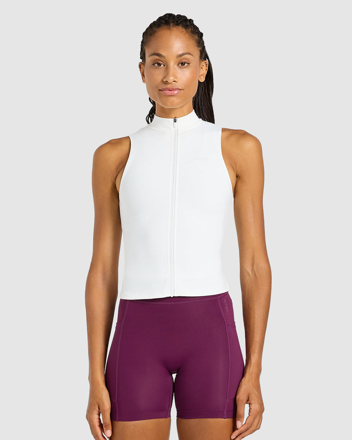 Run Sleeveless Zip Up Jacket - White