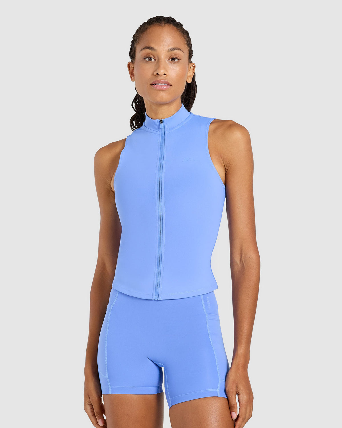 Run Sleeveless Zip Up Jacket - Cornflower Blue