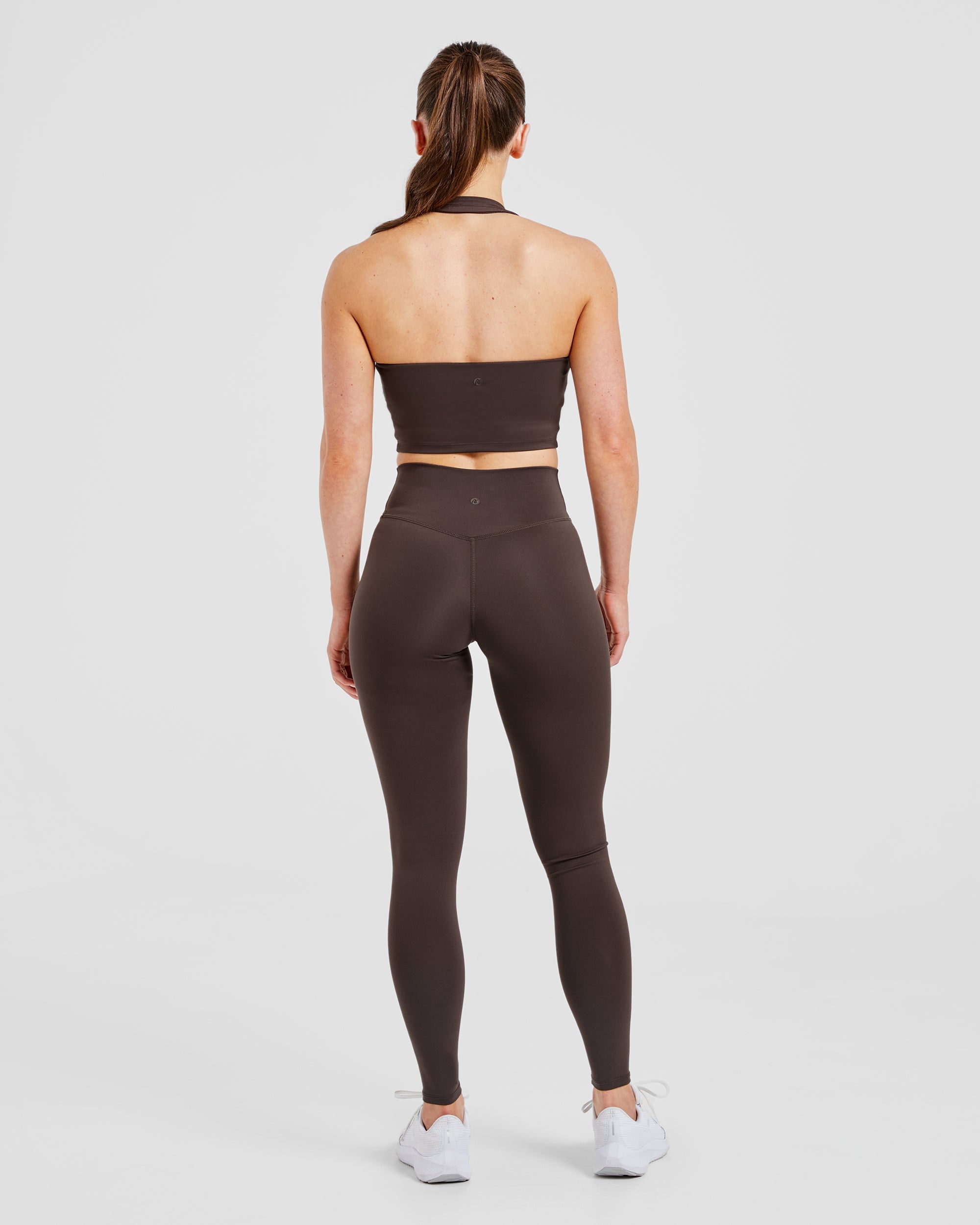 Staple Halterneck Crop Top - Coffee Brown