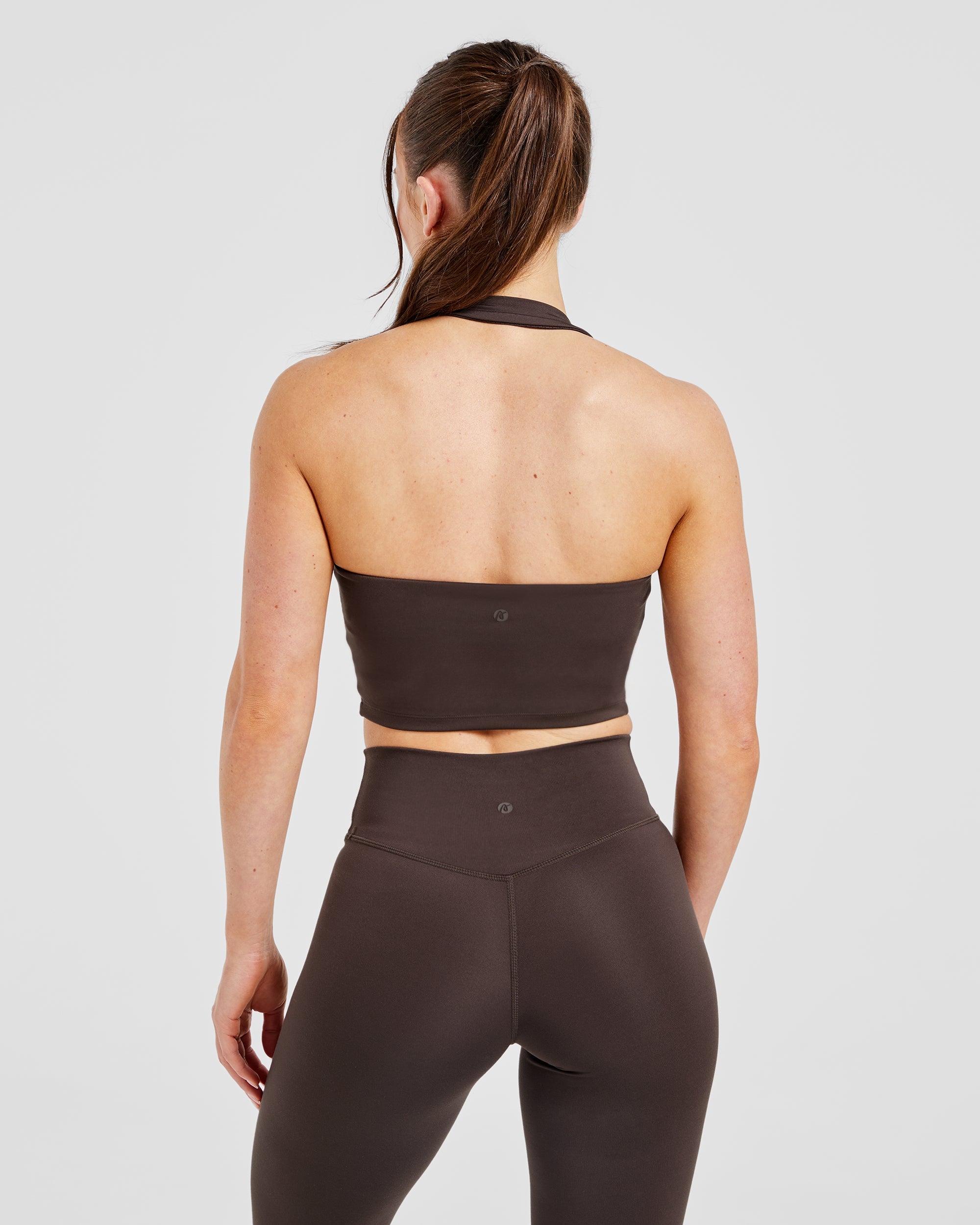 Staple Halterneck Crop Top - Coffee Brown