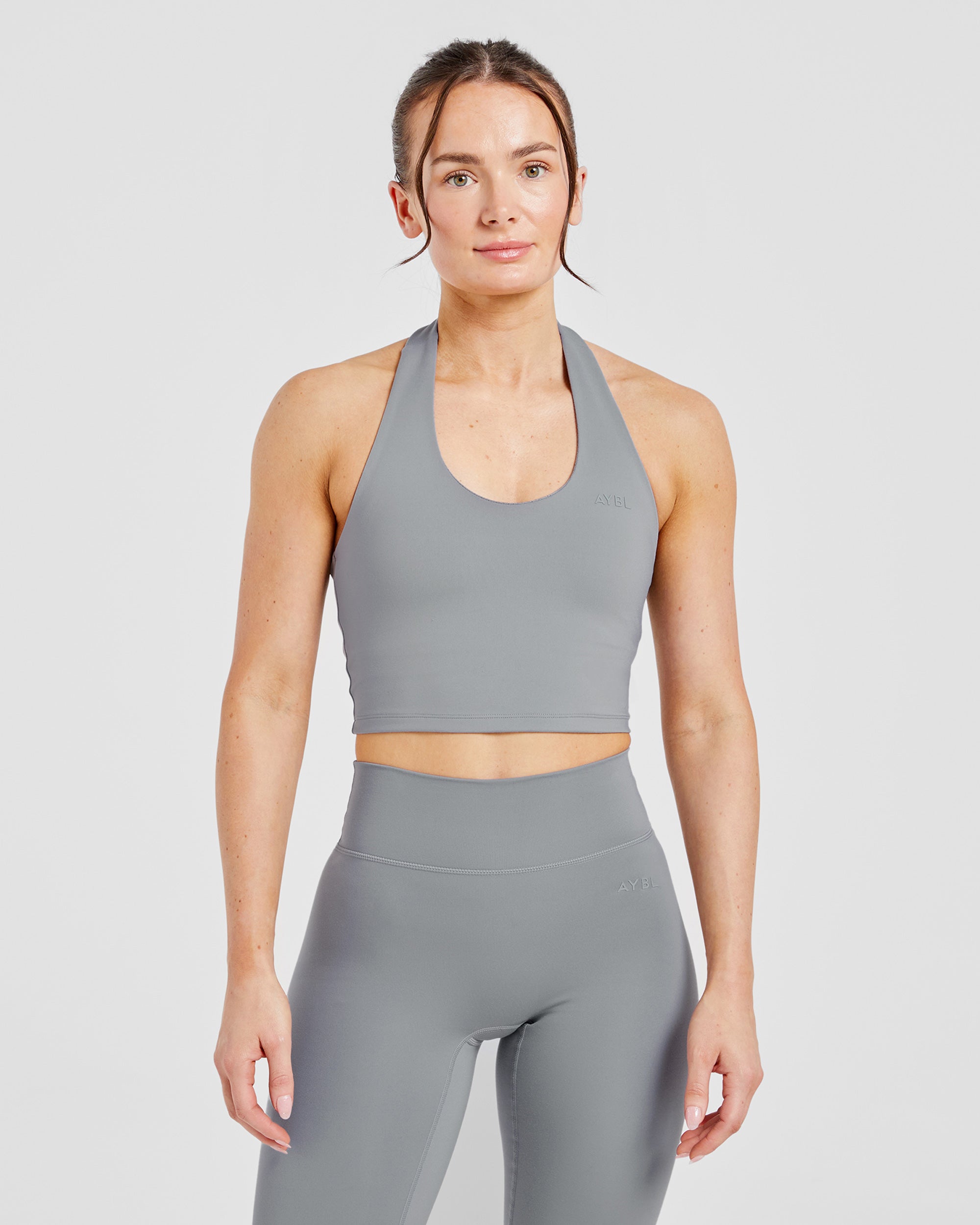 Staple Halterneck Crop Top - Grey