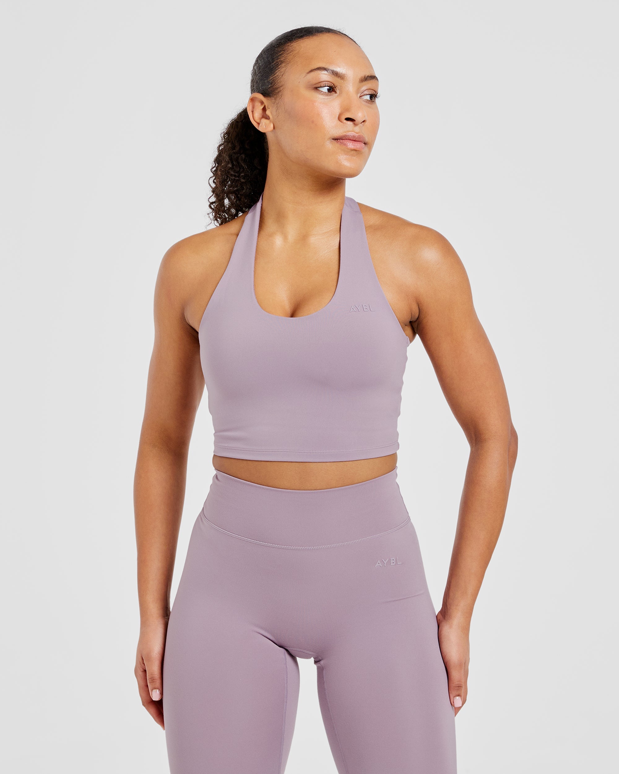Staple Halterneck Crop Top - Mauve Purple