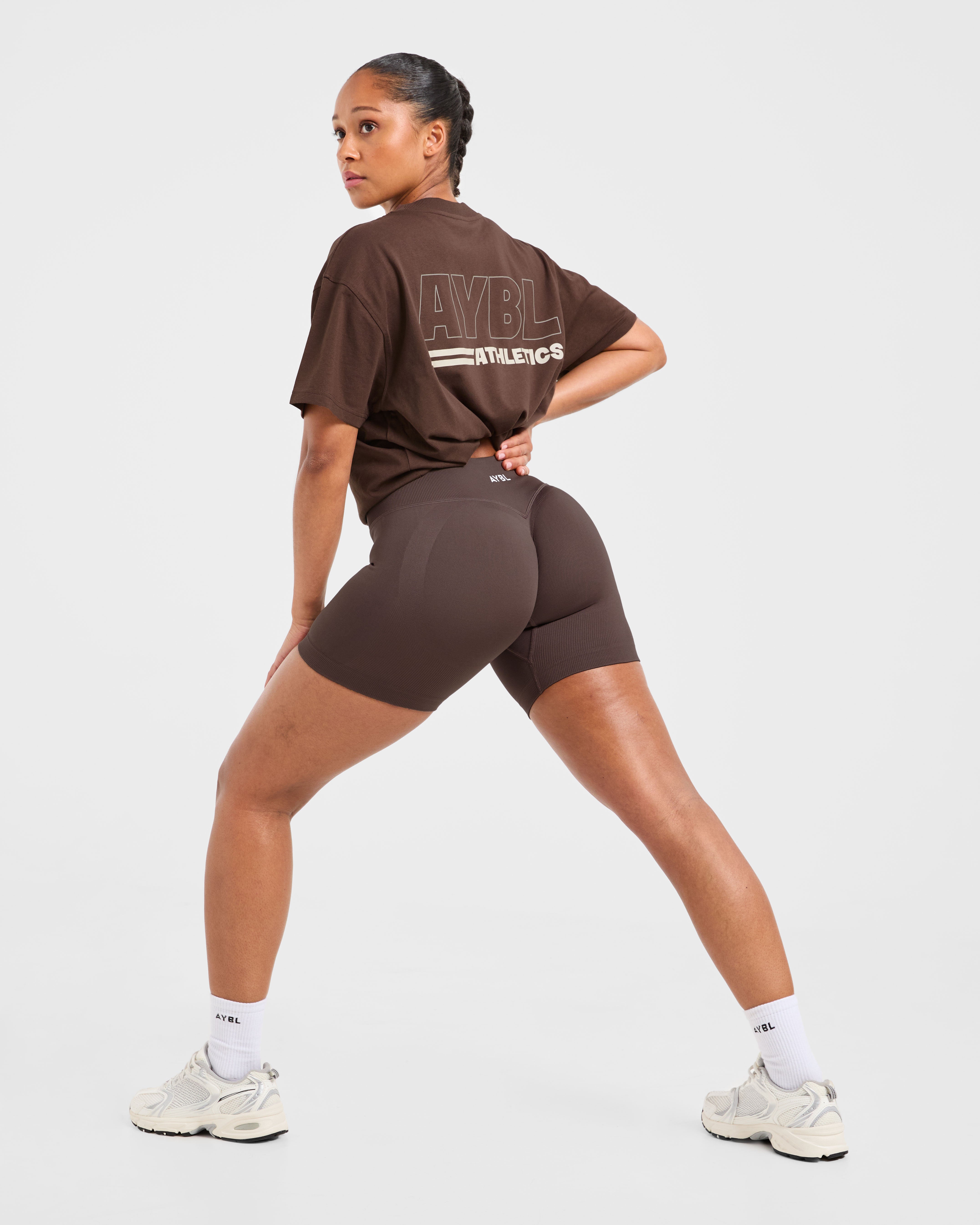 Athletics Track Oversized T Shirt - Brown/Sand