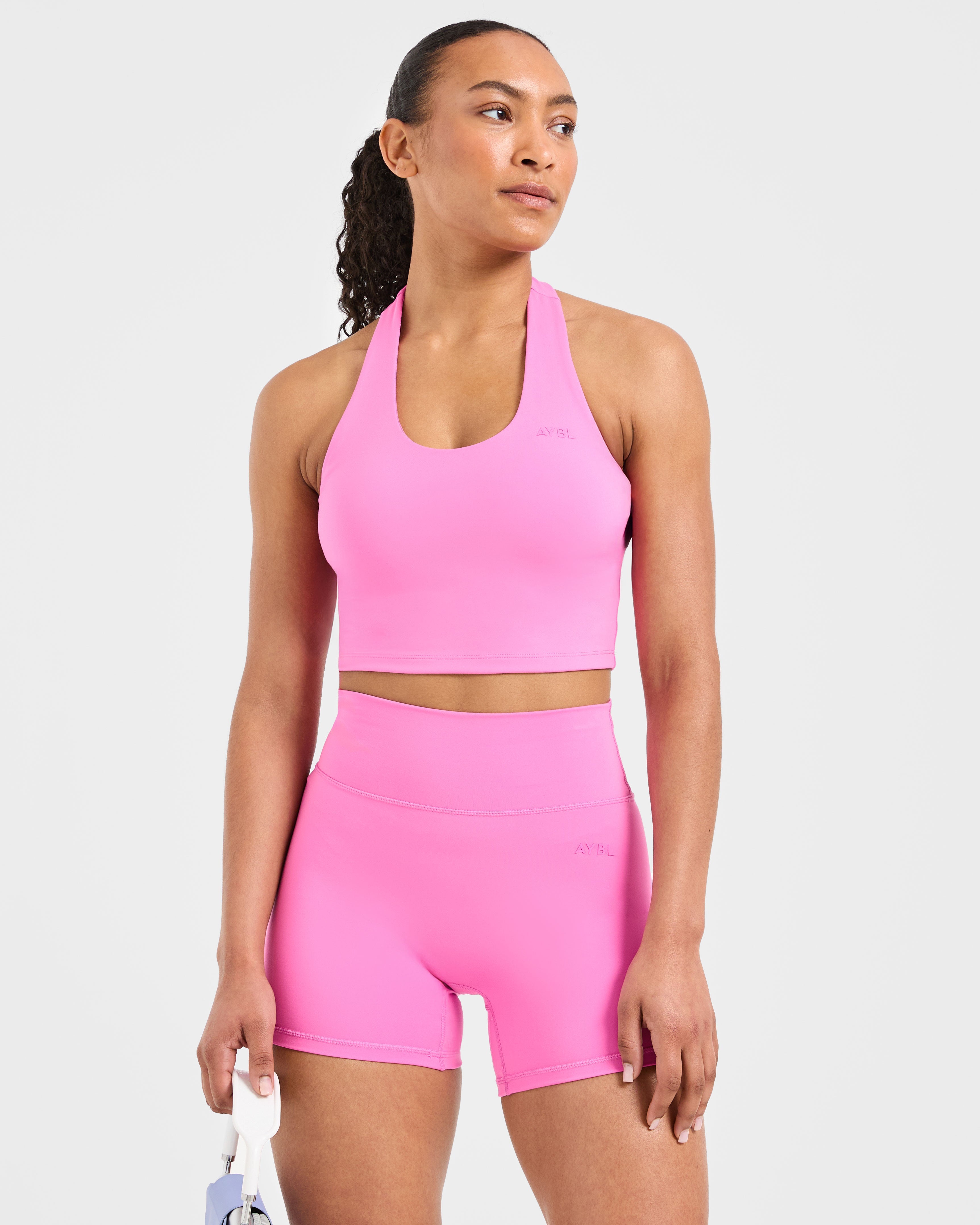 Staple Halterneck Crop Top - Summer Pink