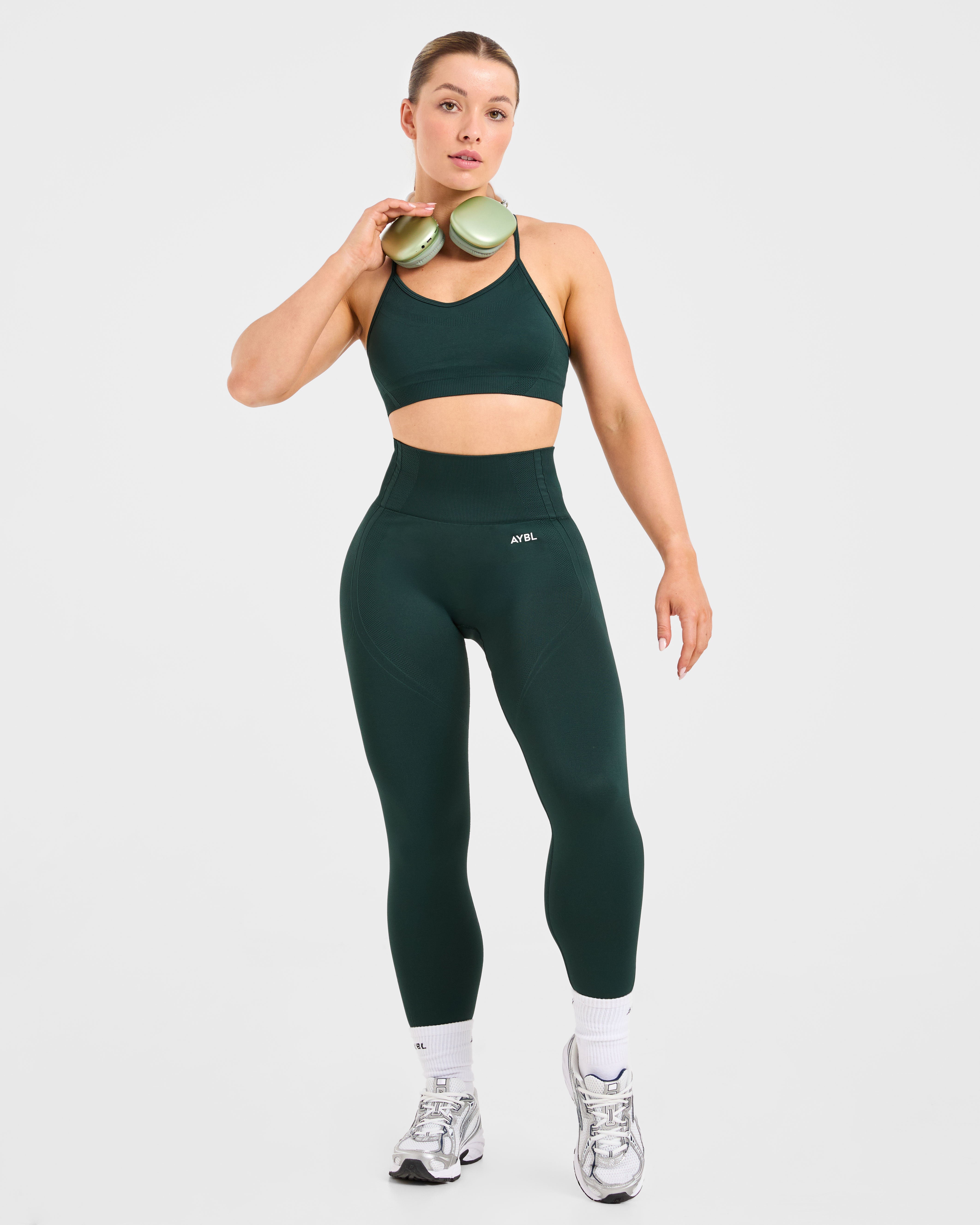 Balance V3 Seamless Strappy Sports Bra - Dark Green