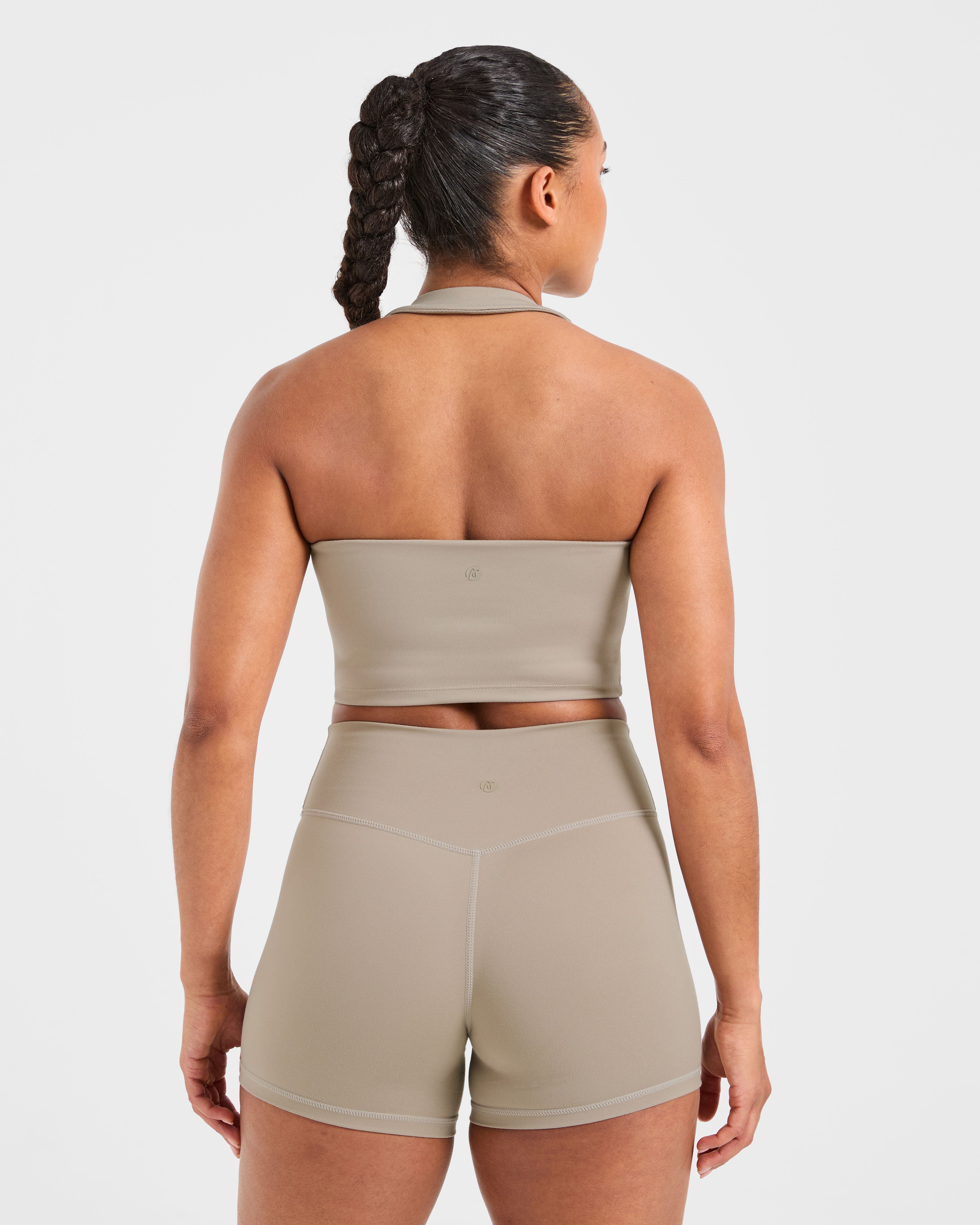Staple Halterneck Crop Top - Muted Taupe