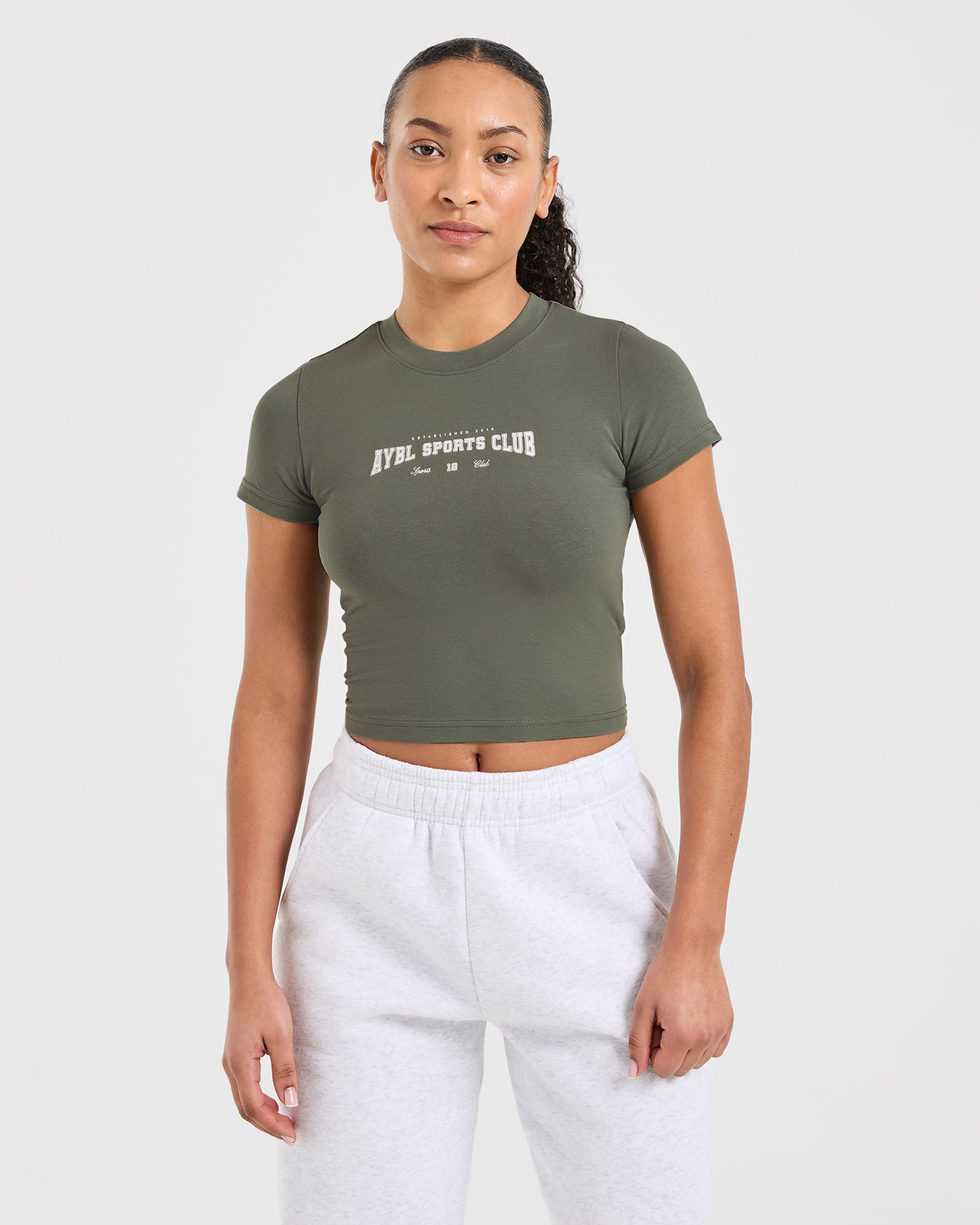 Image 1 from Sports Club Varsity Baby Tee - Forest Green