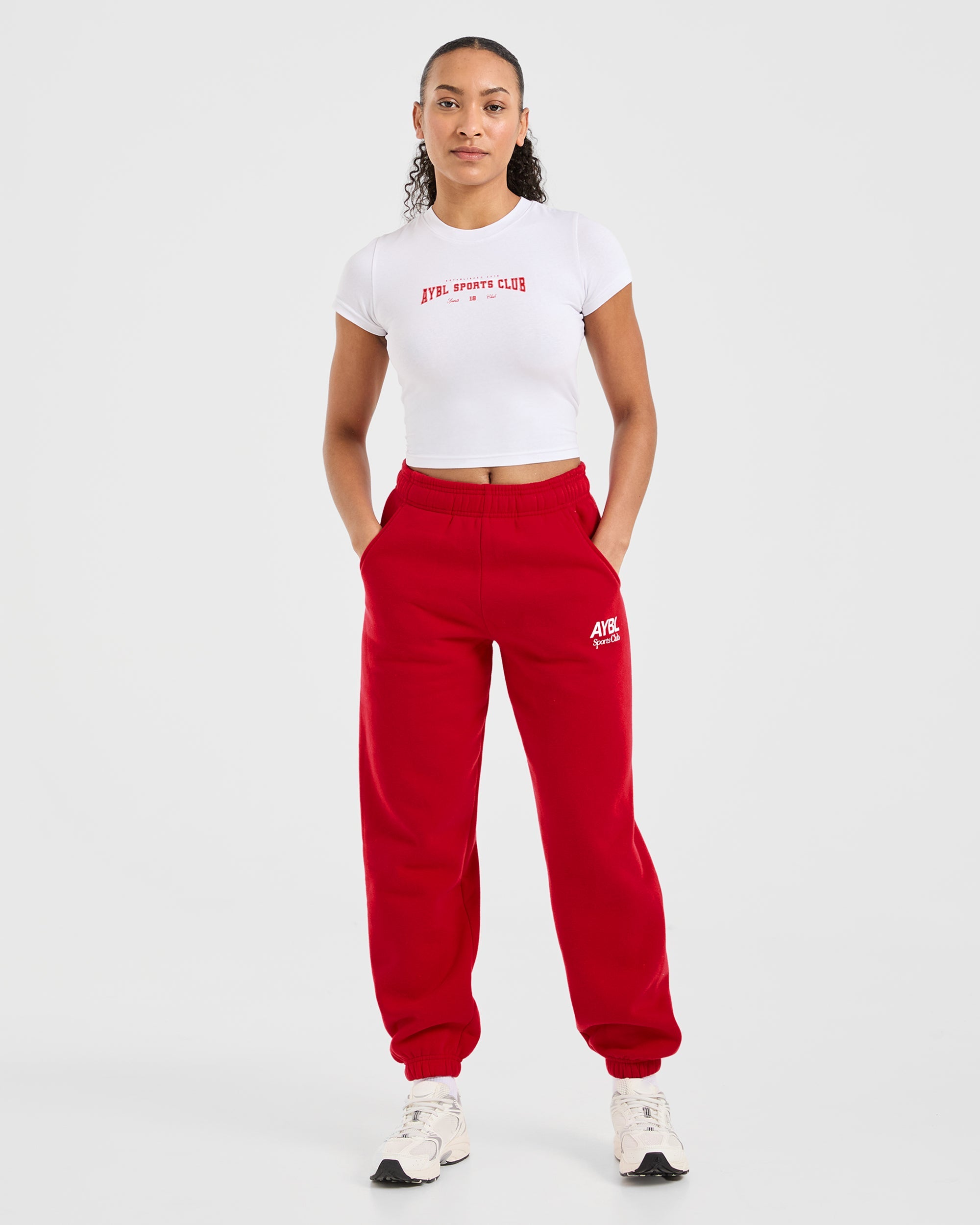Image 3 from Sports Club Varsity Baby Tee - White/Red