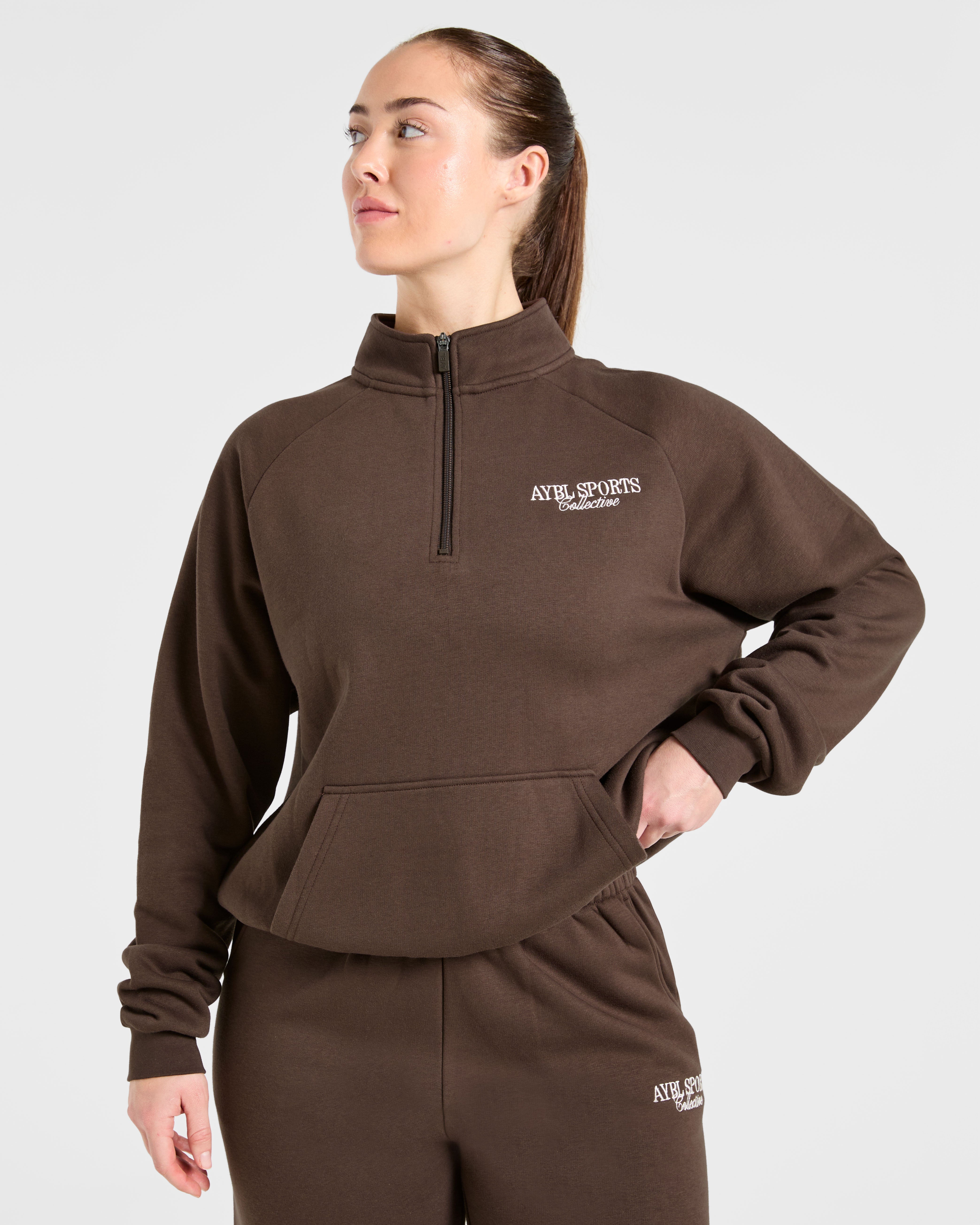Sports Collective Oversized 1/4 Zip Pullover - Brown