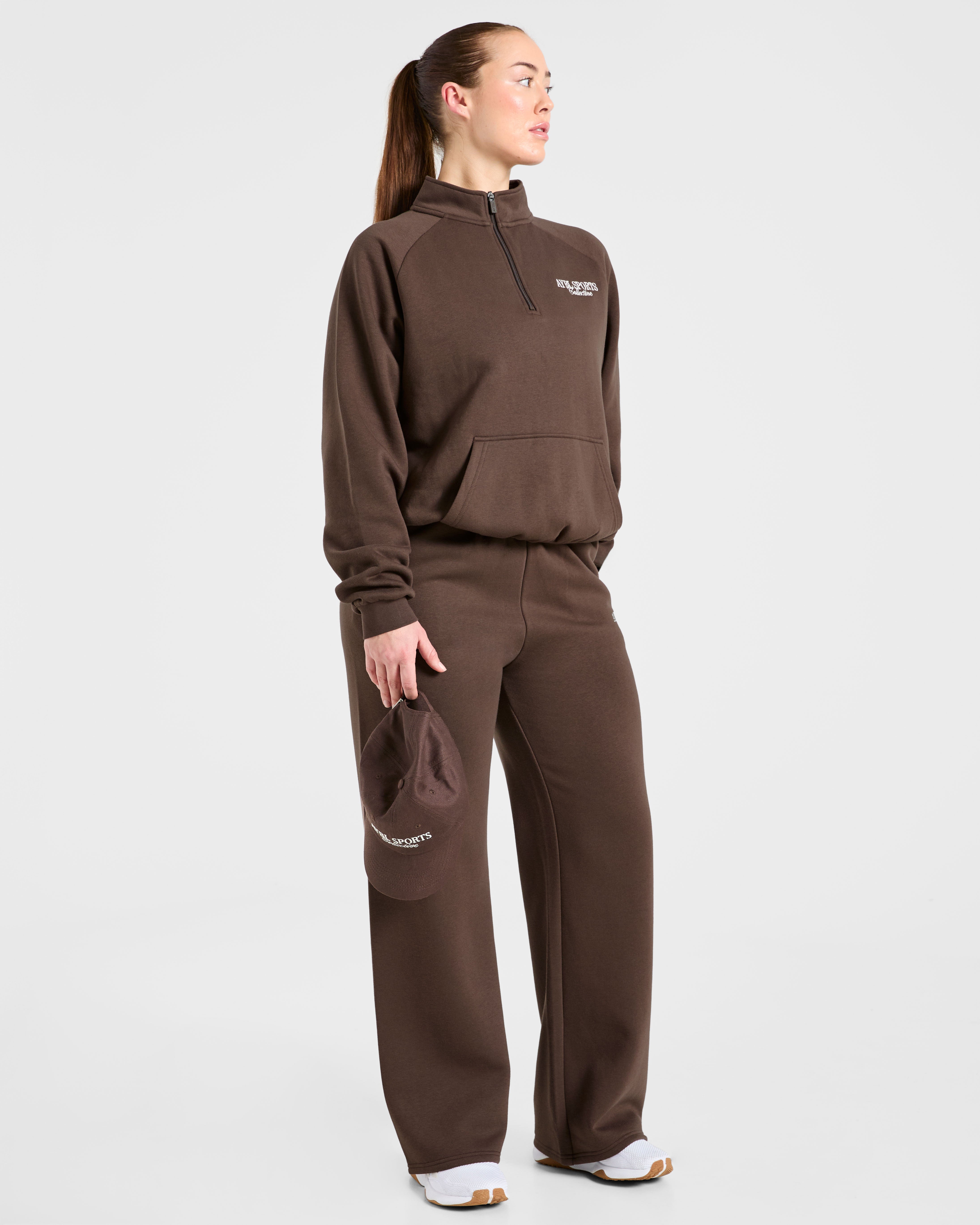 Sports Collective Oversized 1/4 Zip Pullover - Brown
