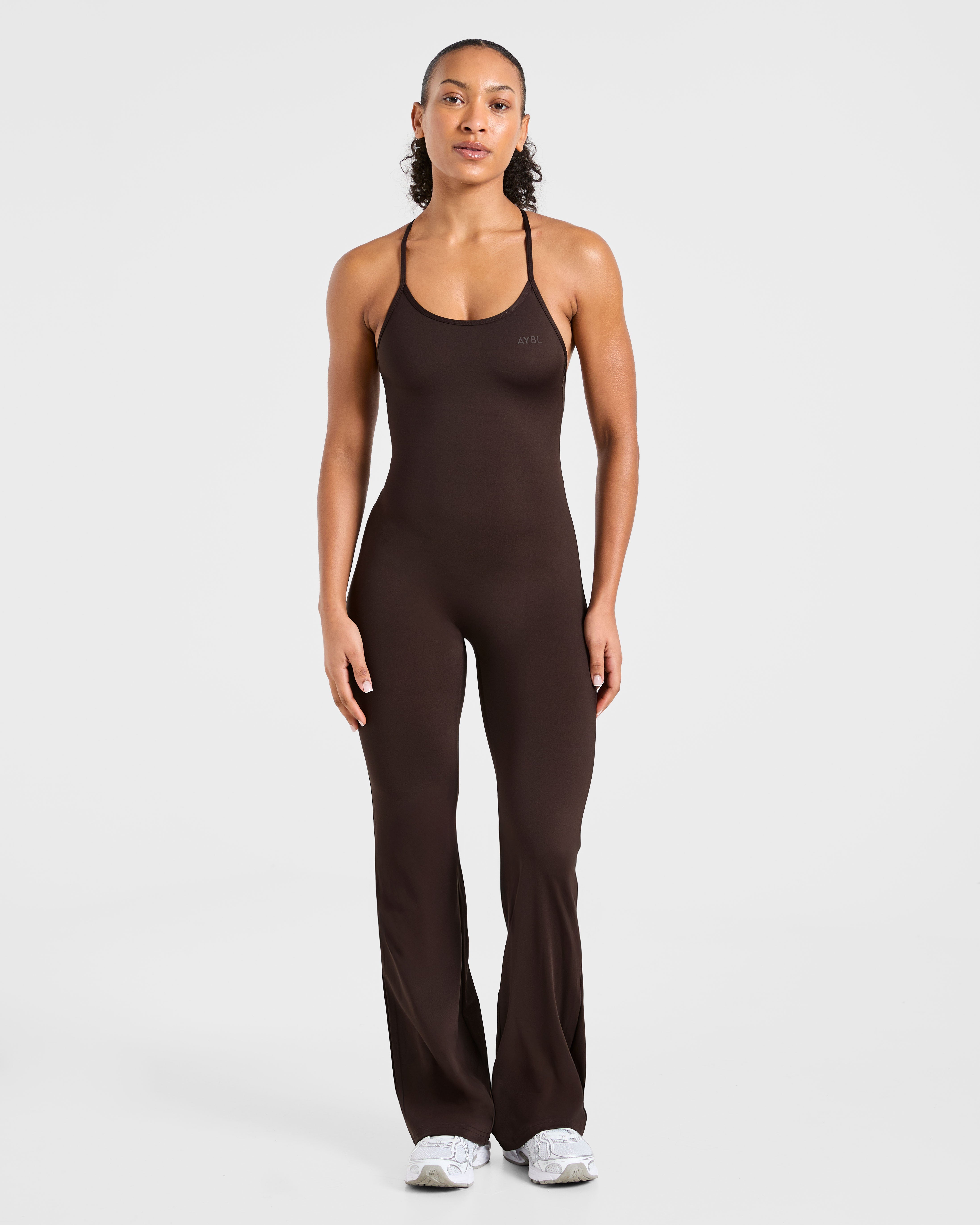 Sculpt Backless Flared All In One - Deep Cocoa Brown