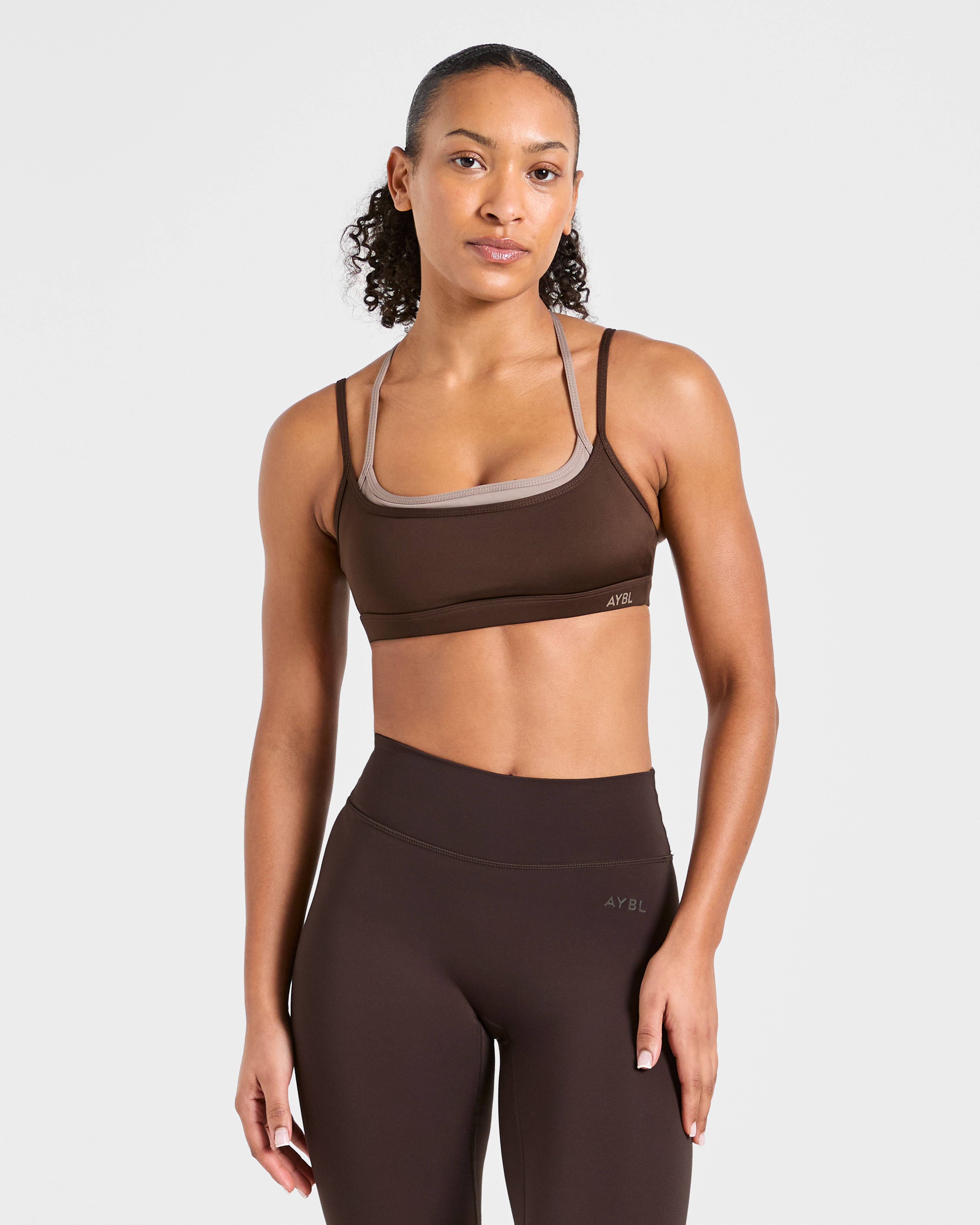Essential Double Layer Sports Bra - Brown