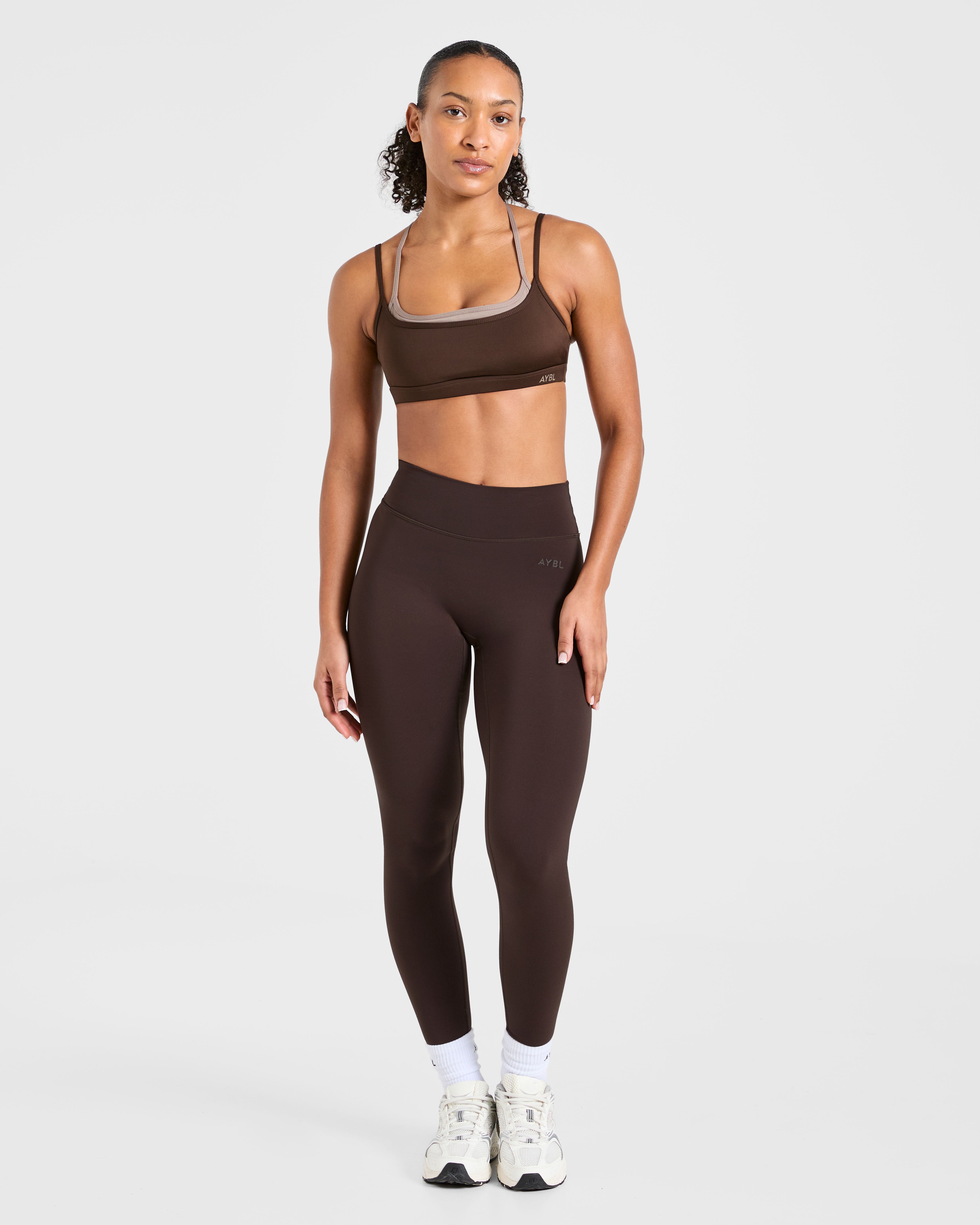 Essential Double Layer Sports Bra - Brown