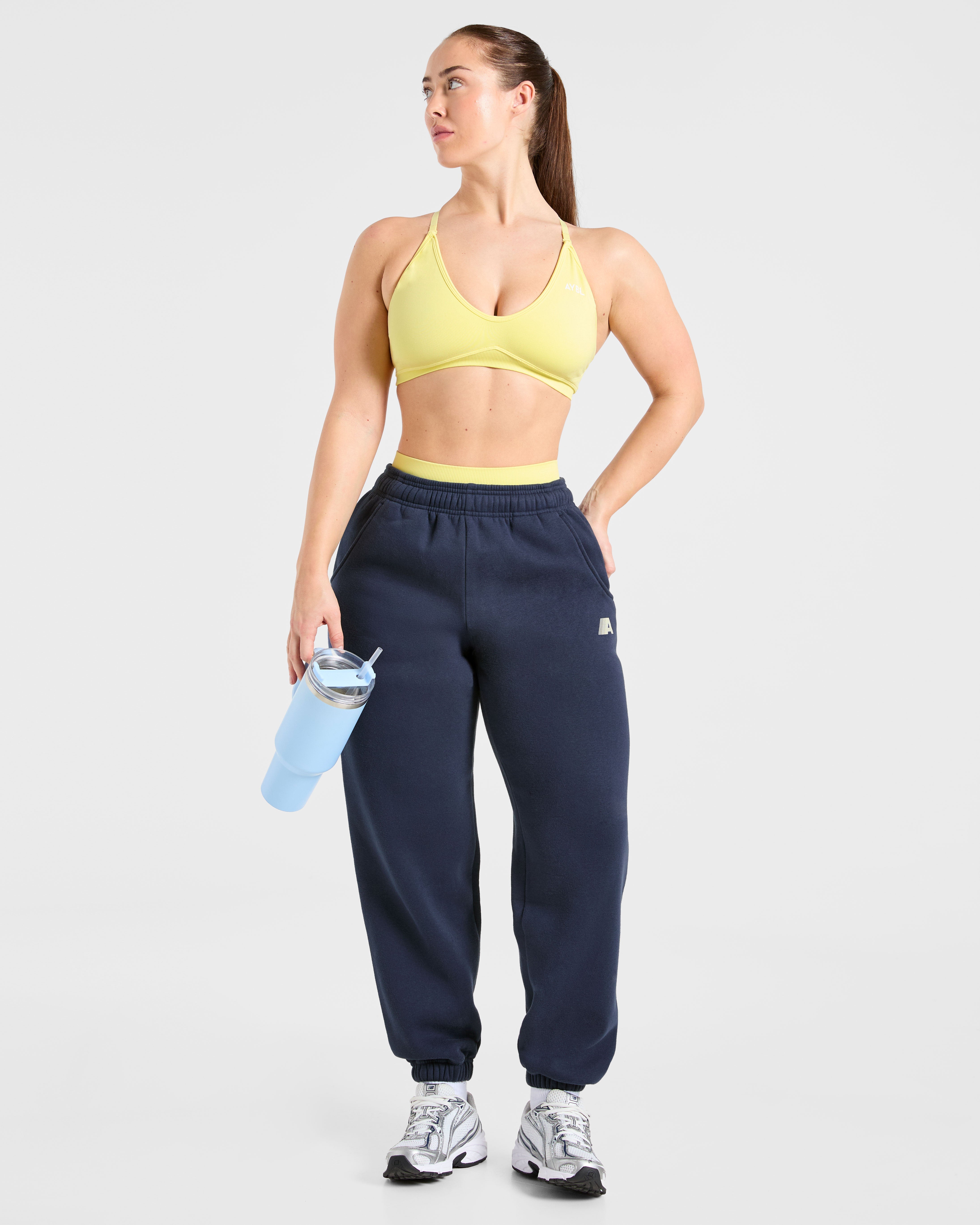 Retro Athletics Oversized Joggers - Navy/Yellow