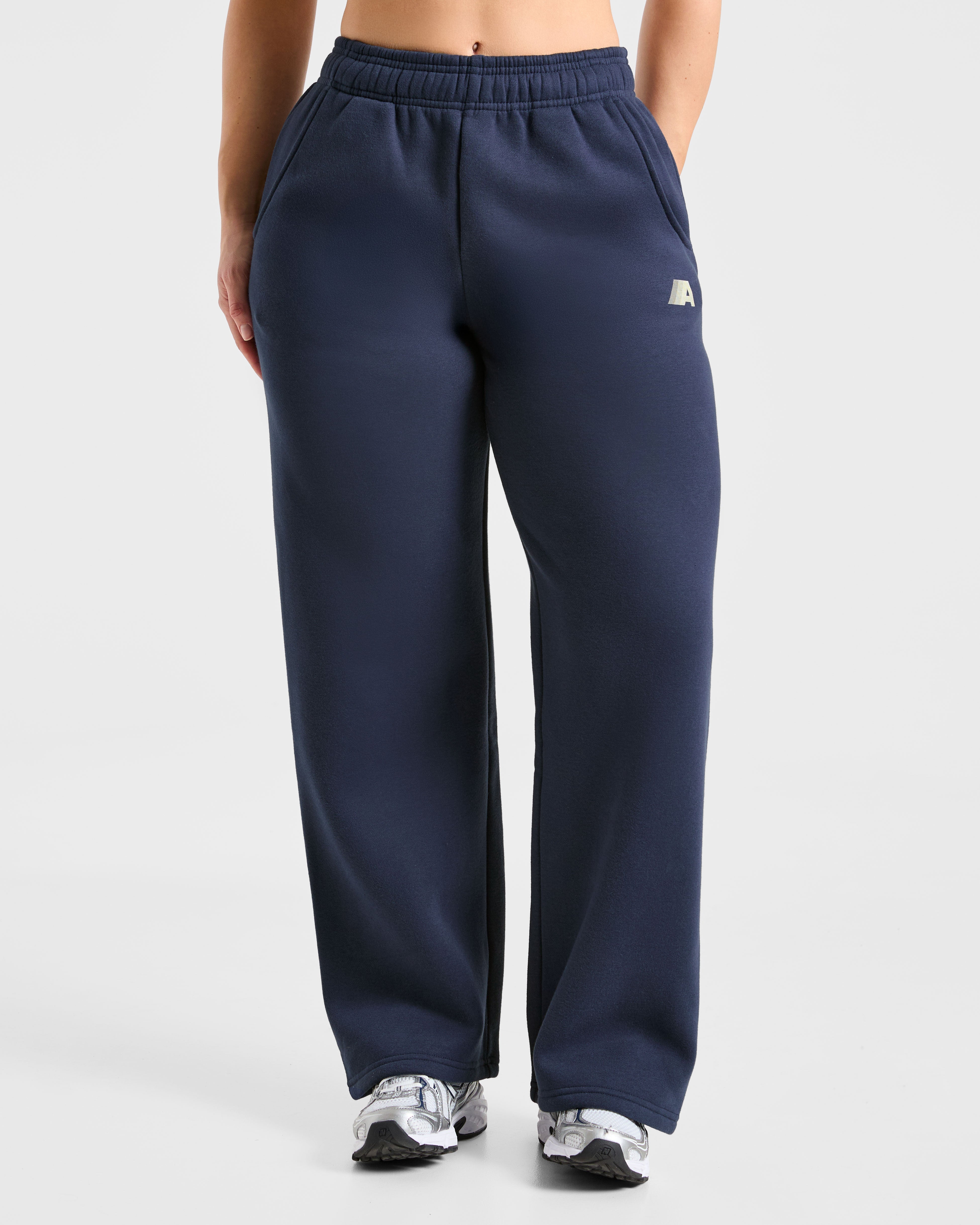 Retro Athletics Oversized Straight Leg Joggers - Navy/Yellow