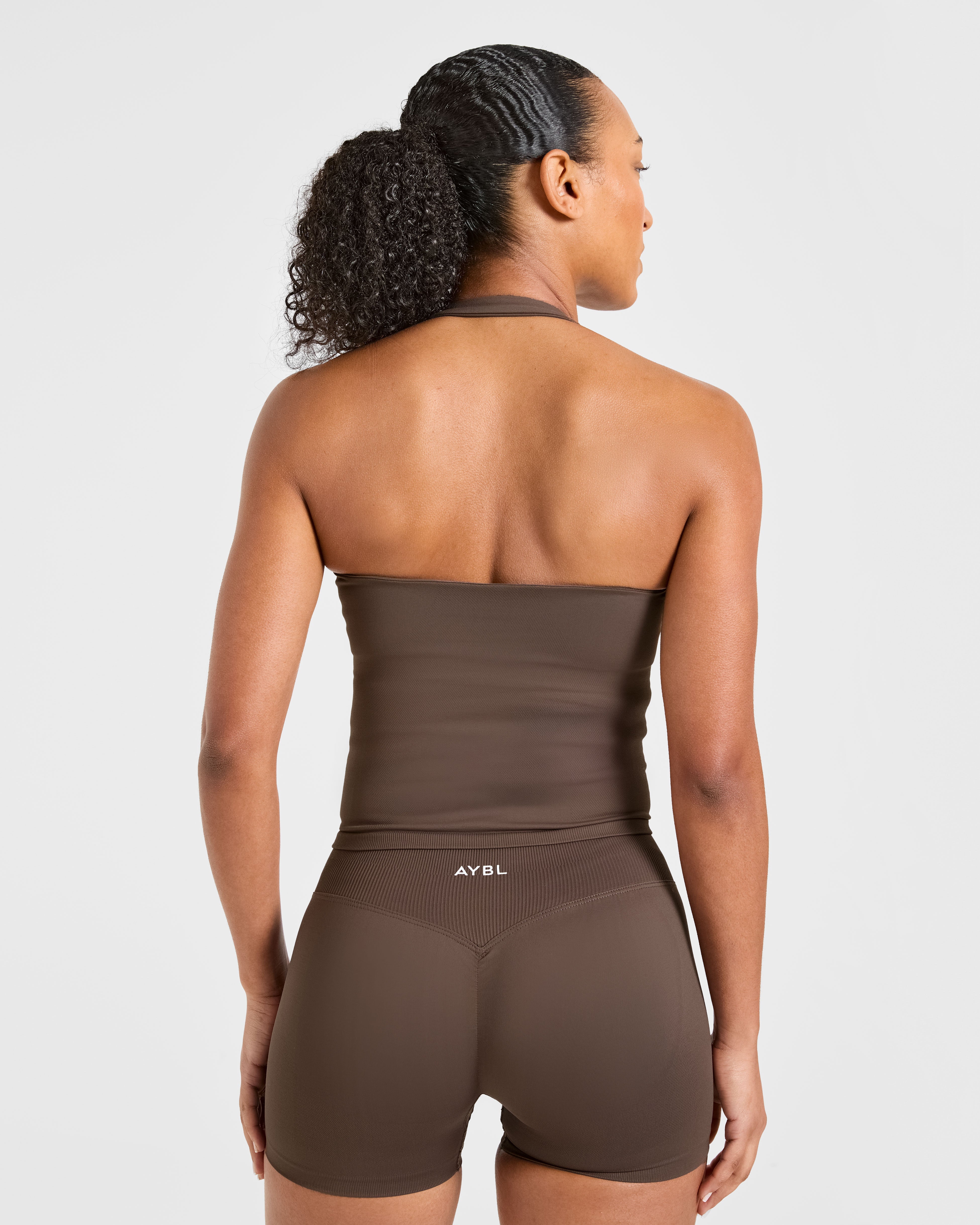 Enhance Seamless Halterneck Top - Brown