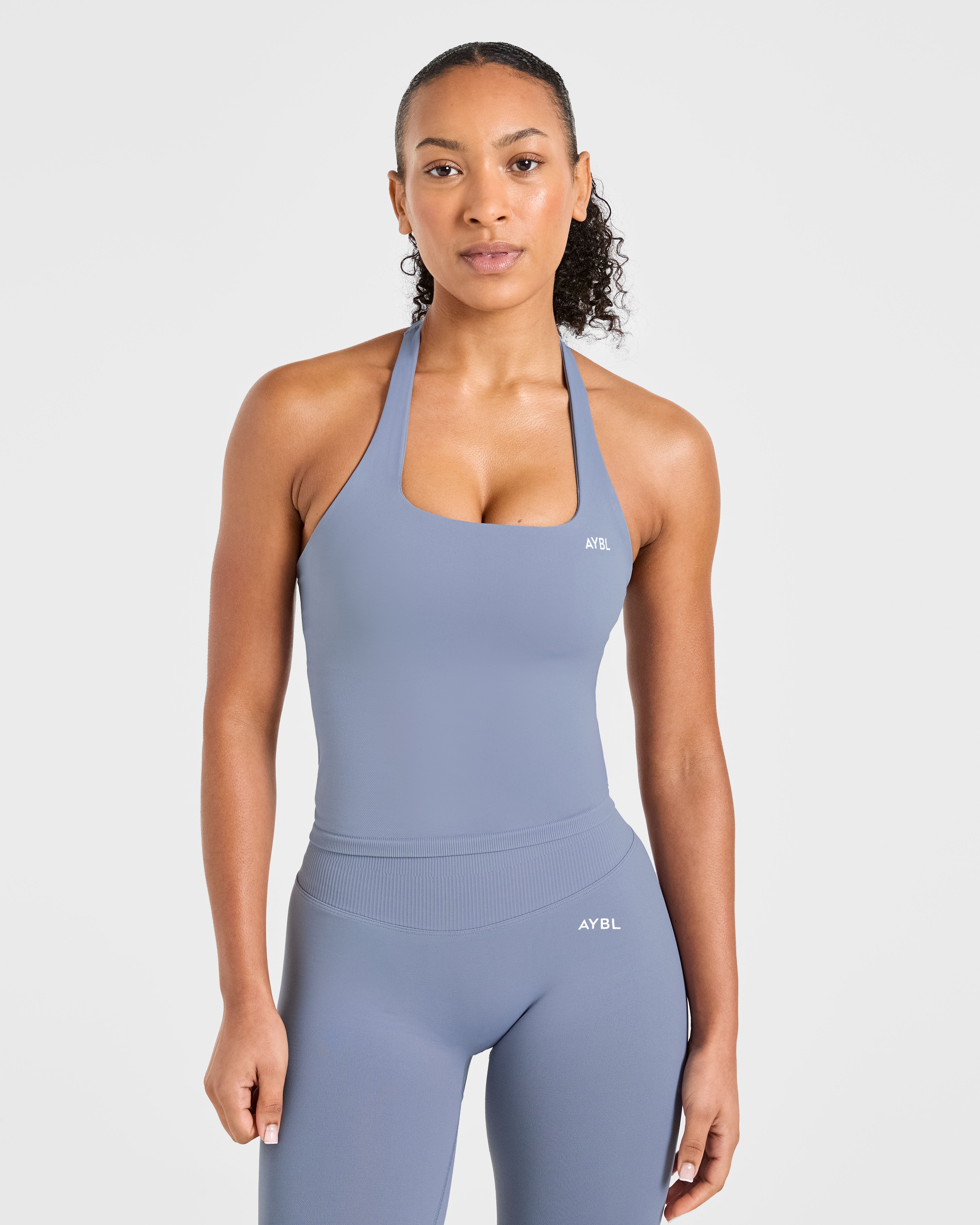 Enhance Seamless Halterneck Top - Slate Blue