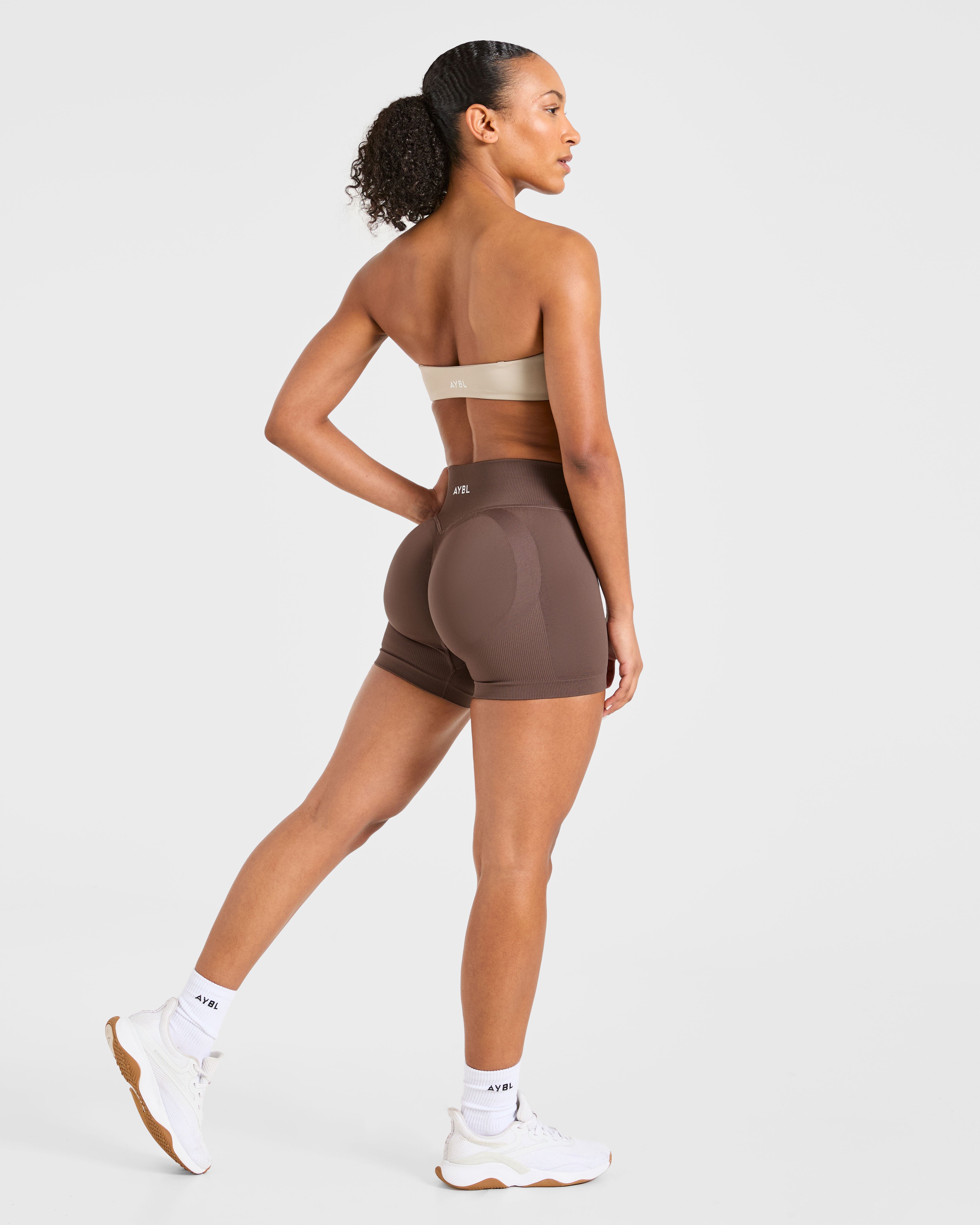 Essential Bandeau Sports Bra - Taupe Sand