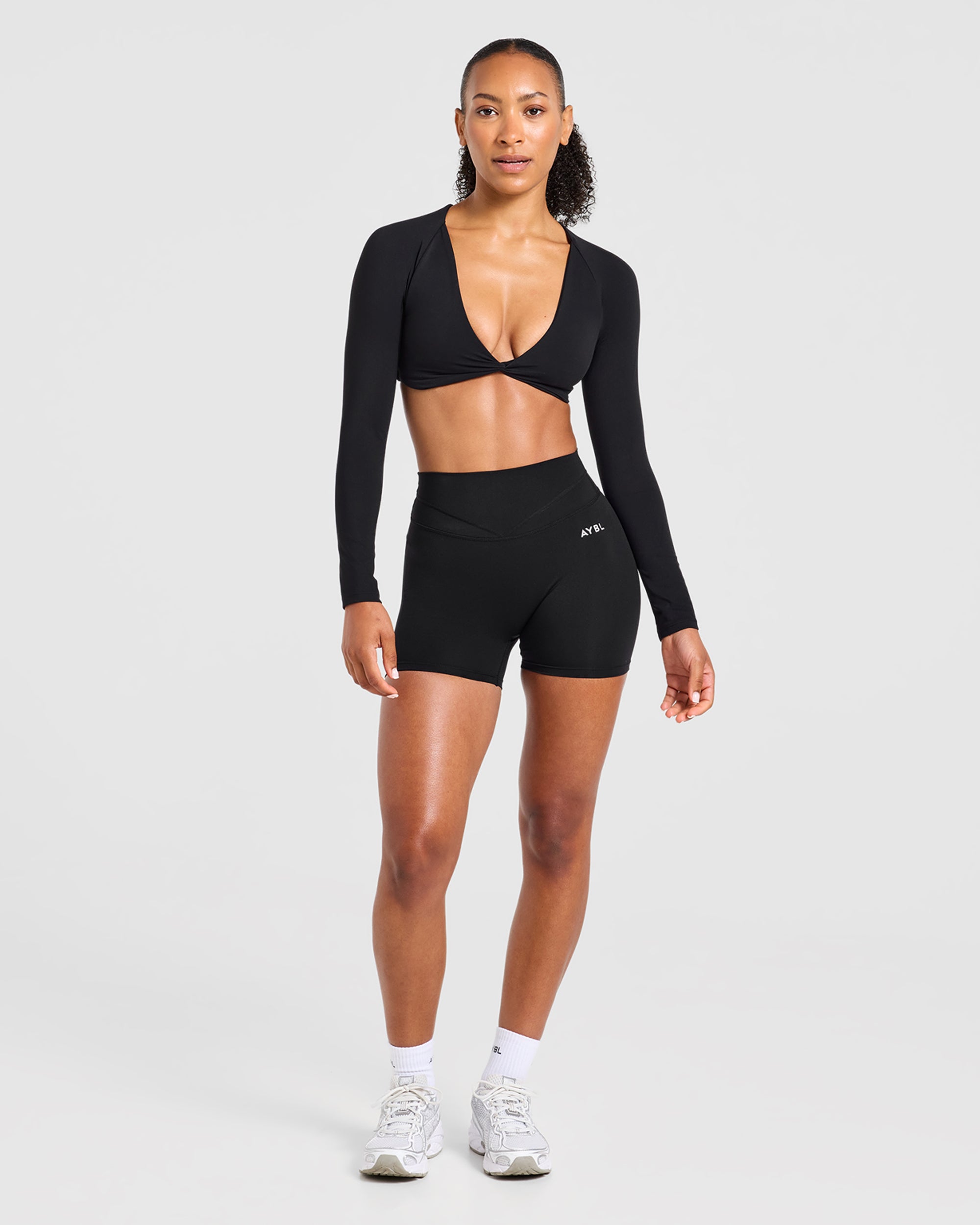 Engage Long Sleeve Crop Top - Black