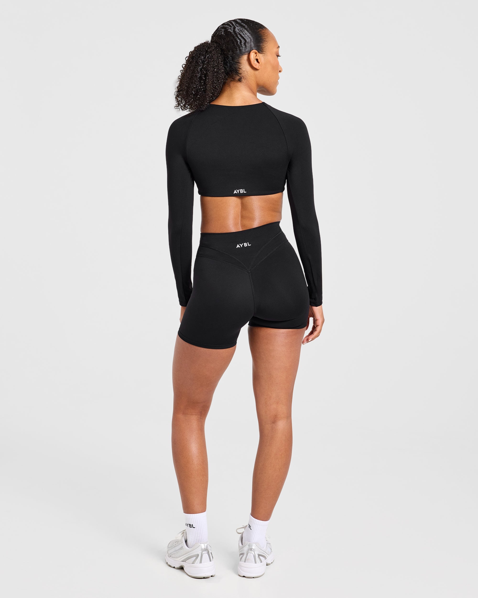 Engage Long Sleeve Crop Top - Black