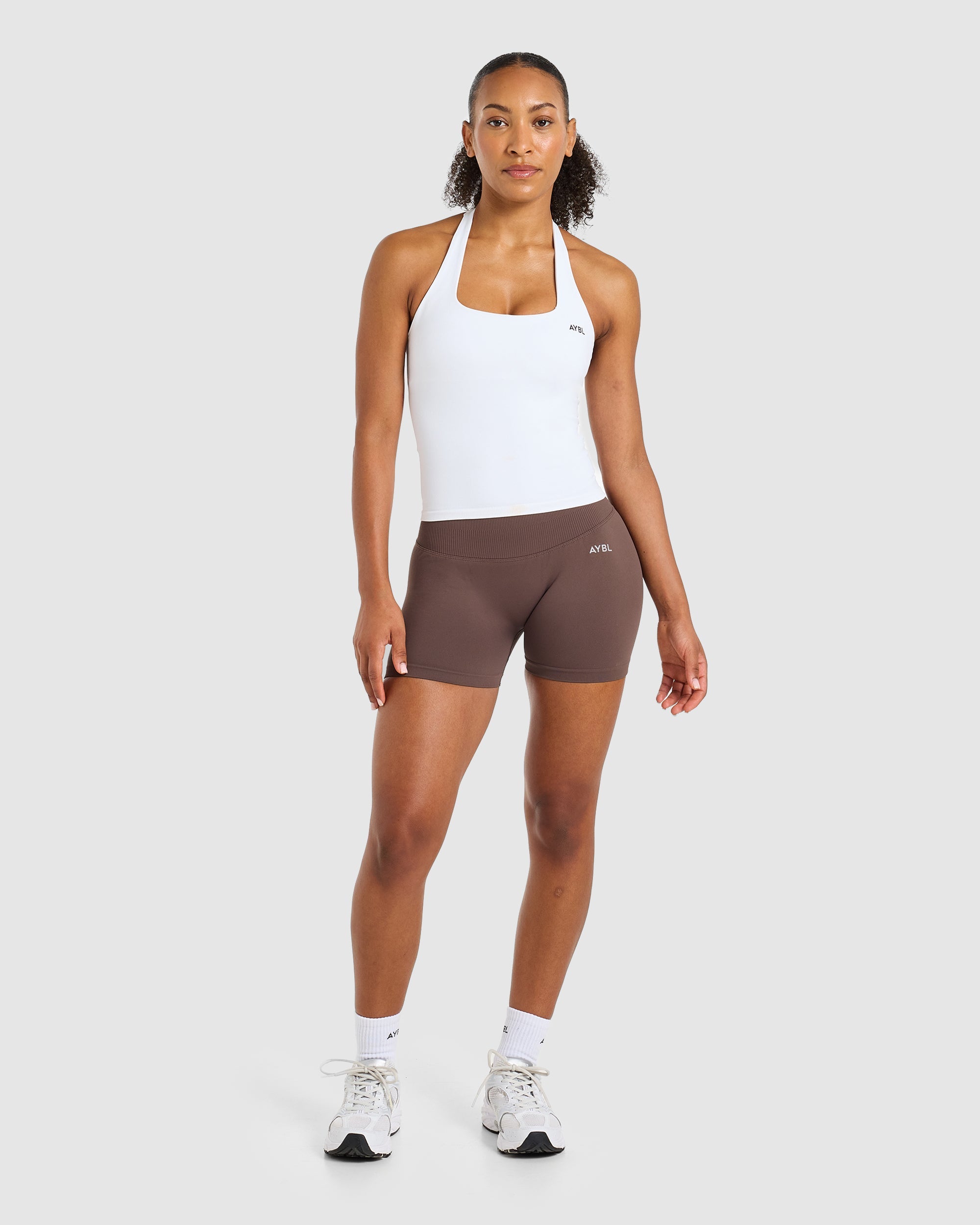 Enhance Seamless Halterneck Top - White