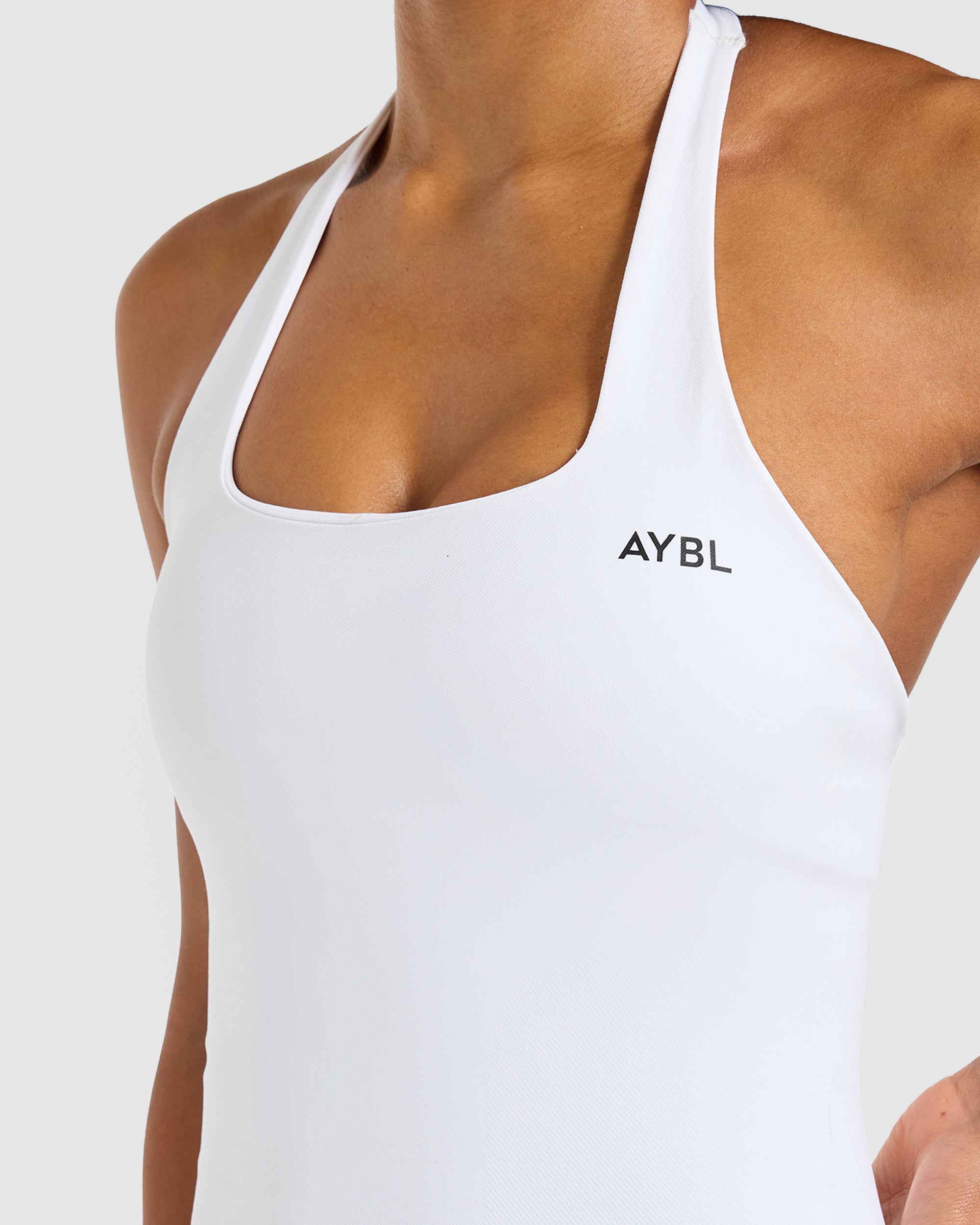 Enhance Seamless Halterneck Top - White