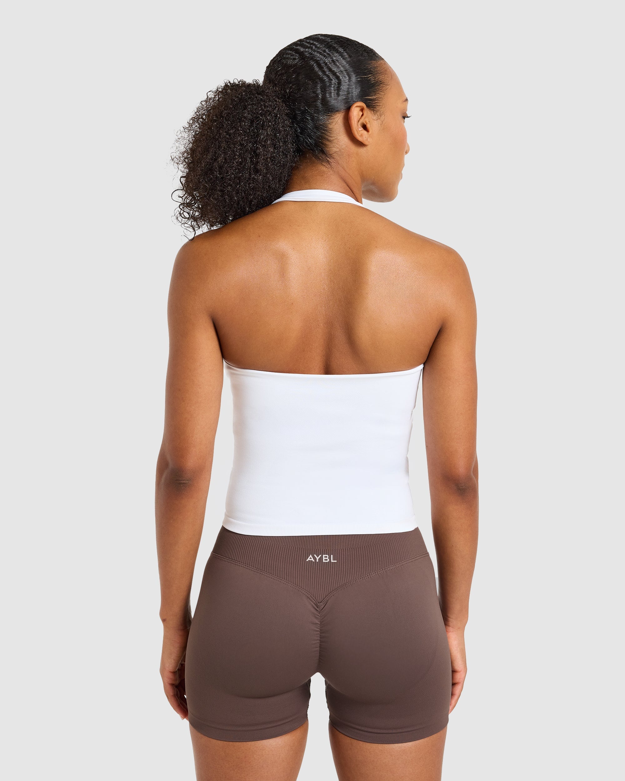 Enhance Seamless Halterneck Top - White