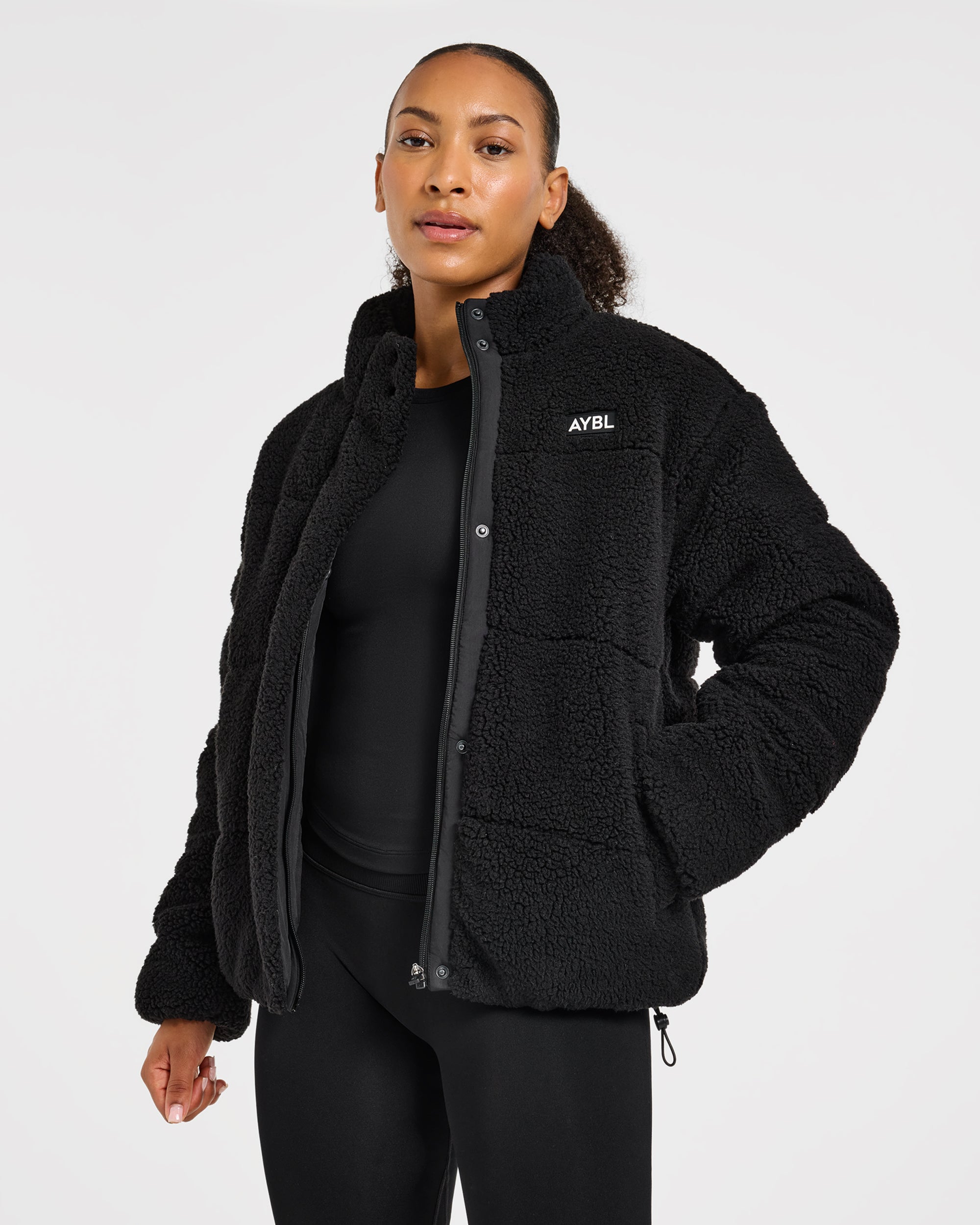 Signature Fleece Puffer Coat - Black